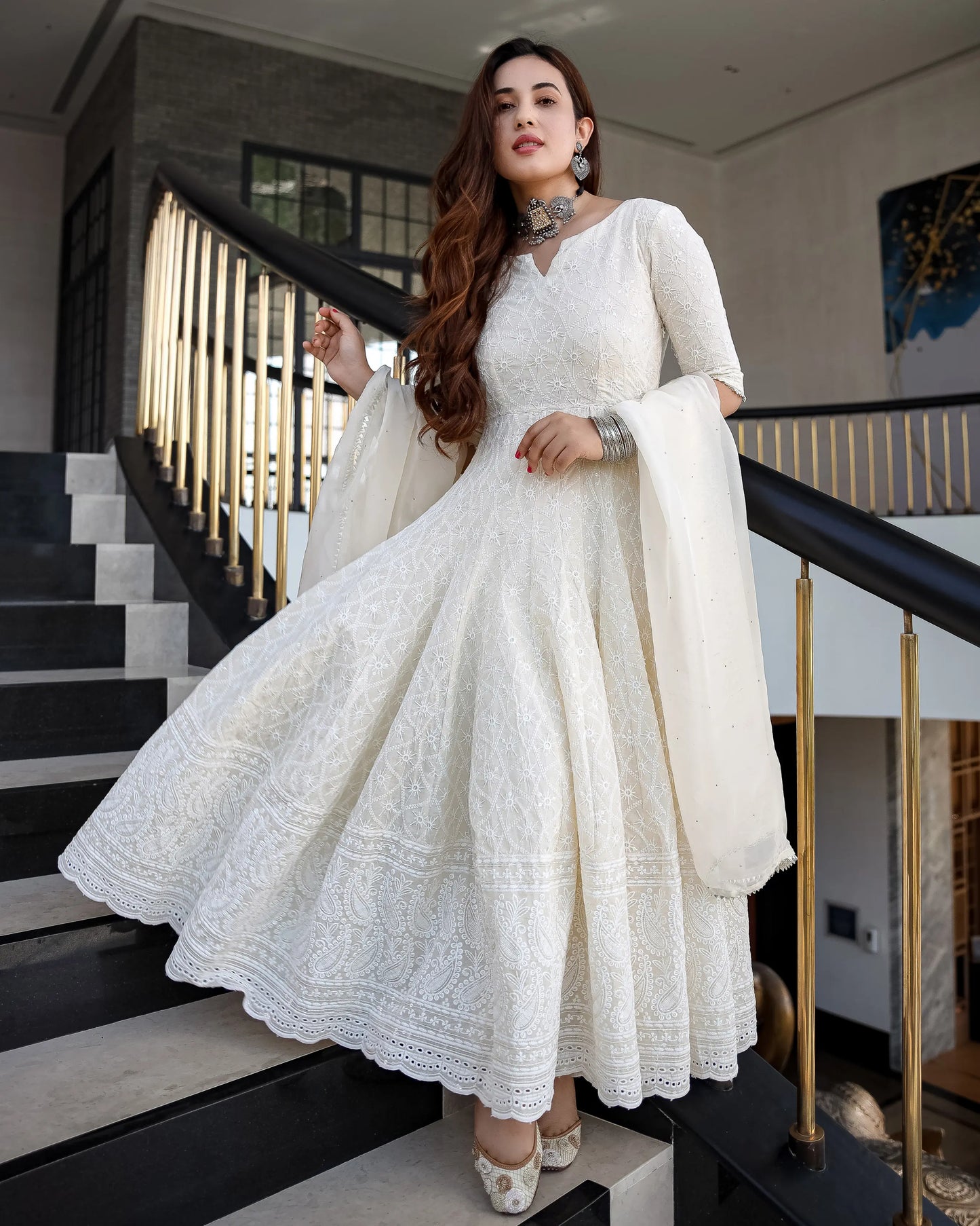 Pearl Ivory Anarkali Set My Store