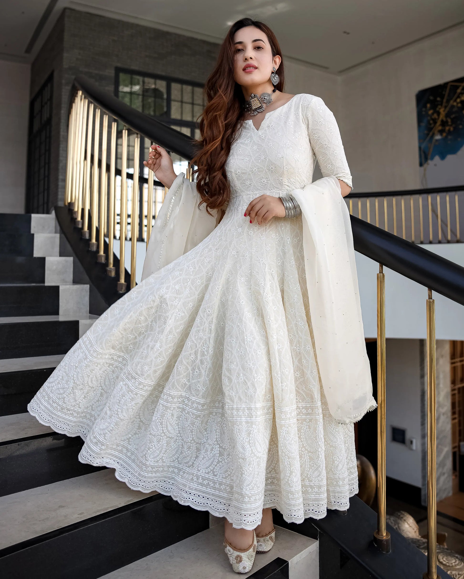 Pearl Ivory Anarkali Set My Store