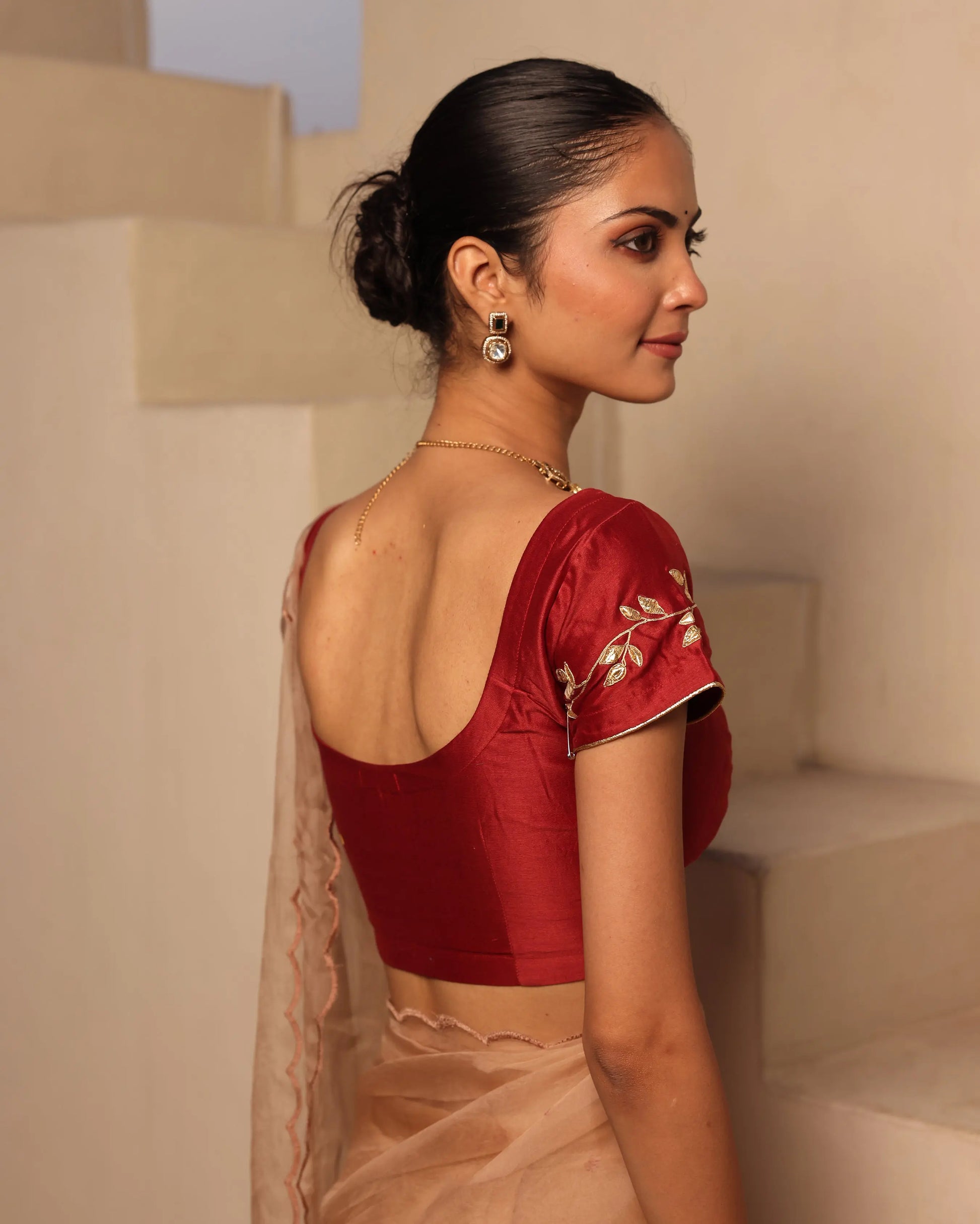 Nayra Maroon Chanderi Gotapatti Blouse My Store