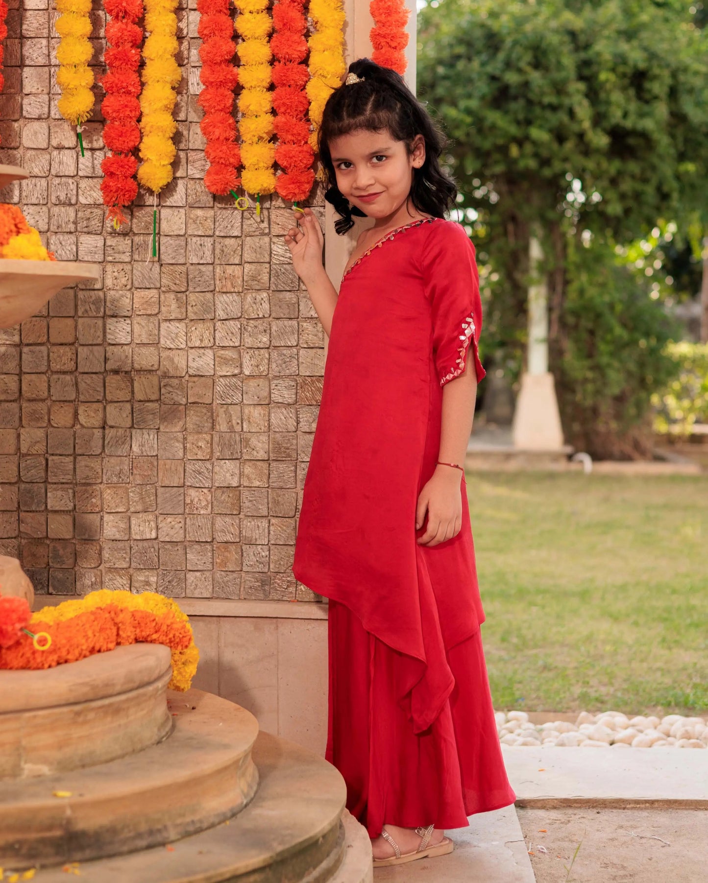 Cheery Charm Red Satin Coord Set My Store