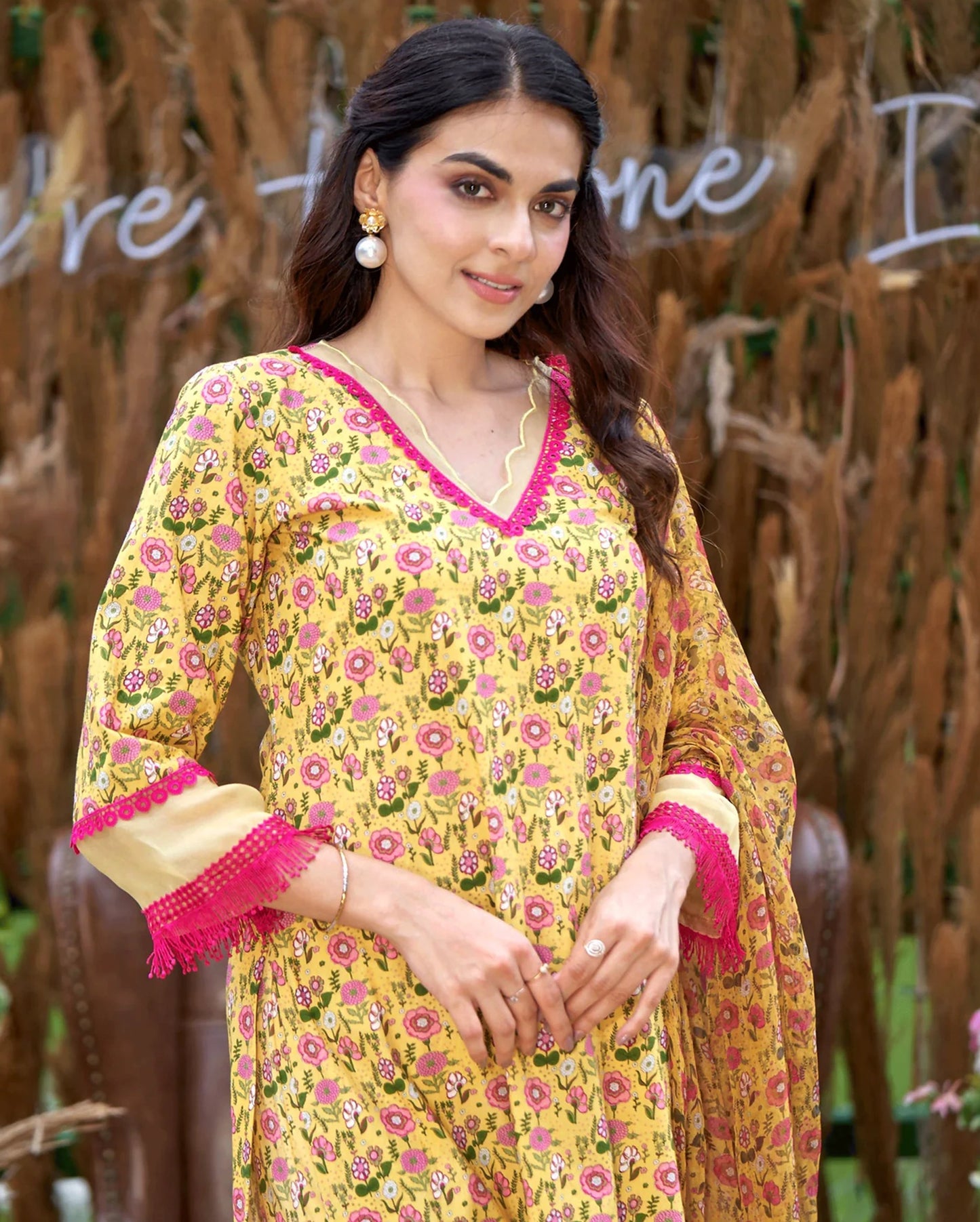 Flora Yellow Printed Cotton Suit Set My Store