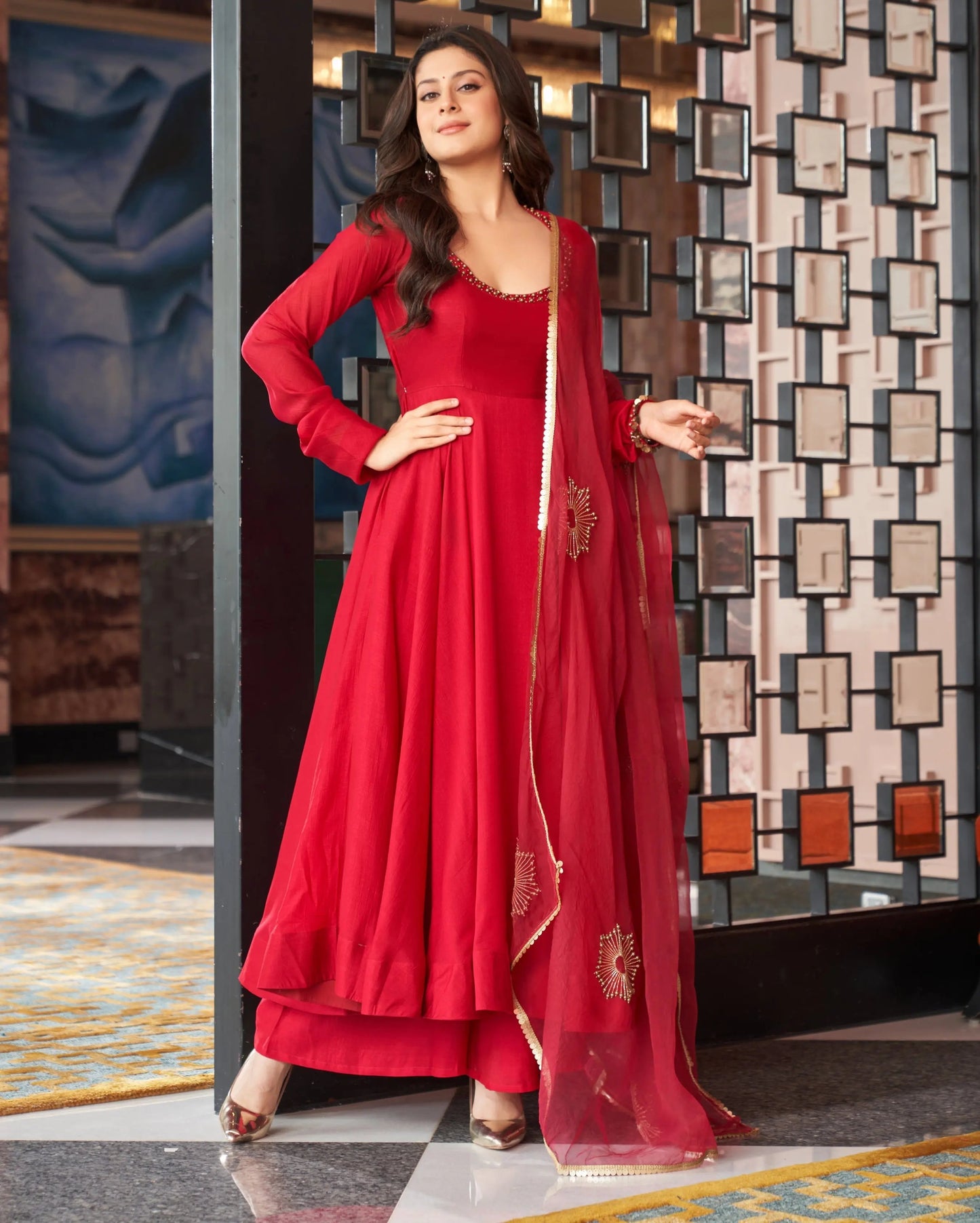 Marya Red Embroidered Anokha Suit Set My Store