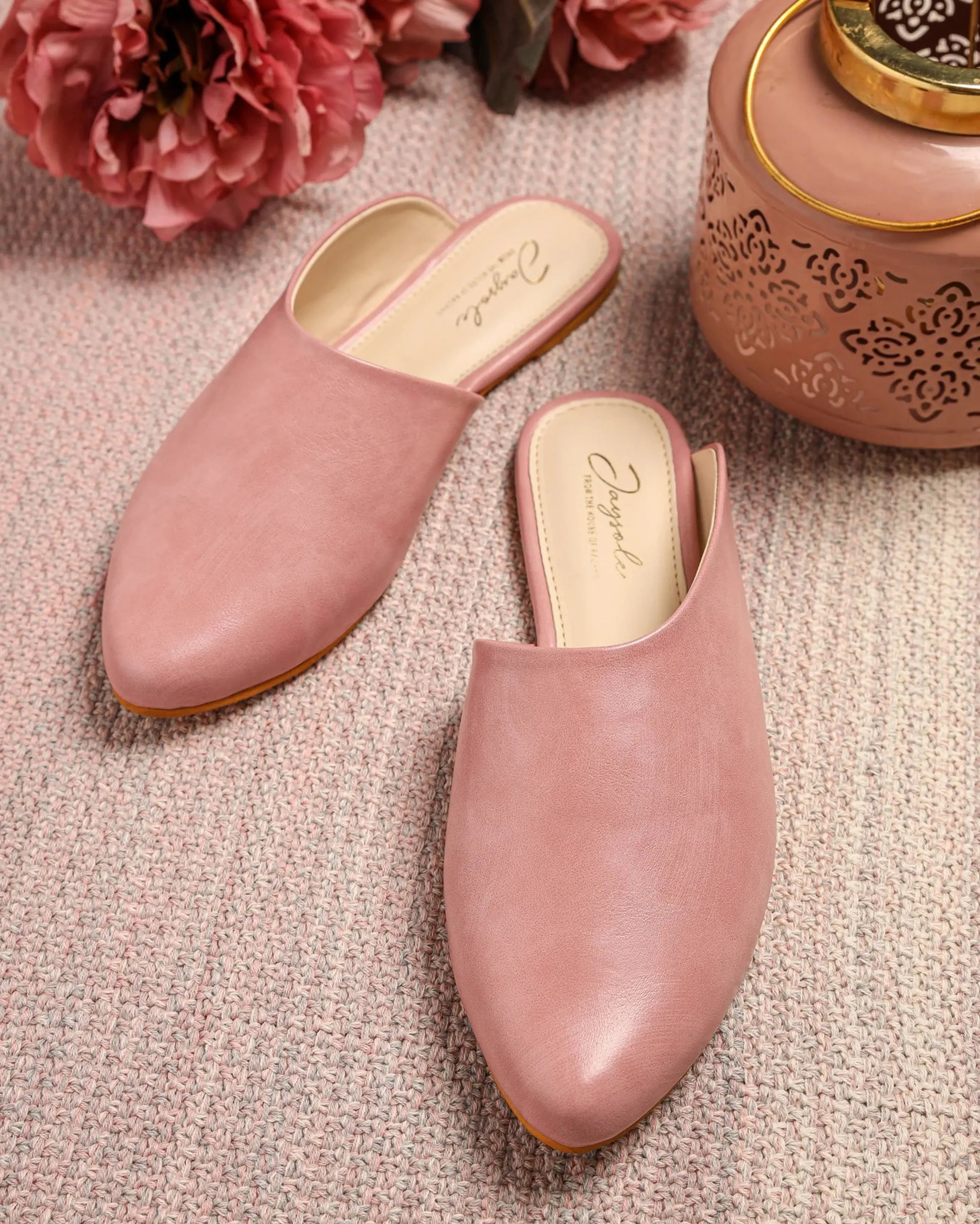 Cradle Pink Leather Mules My Store