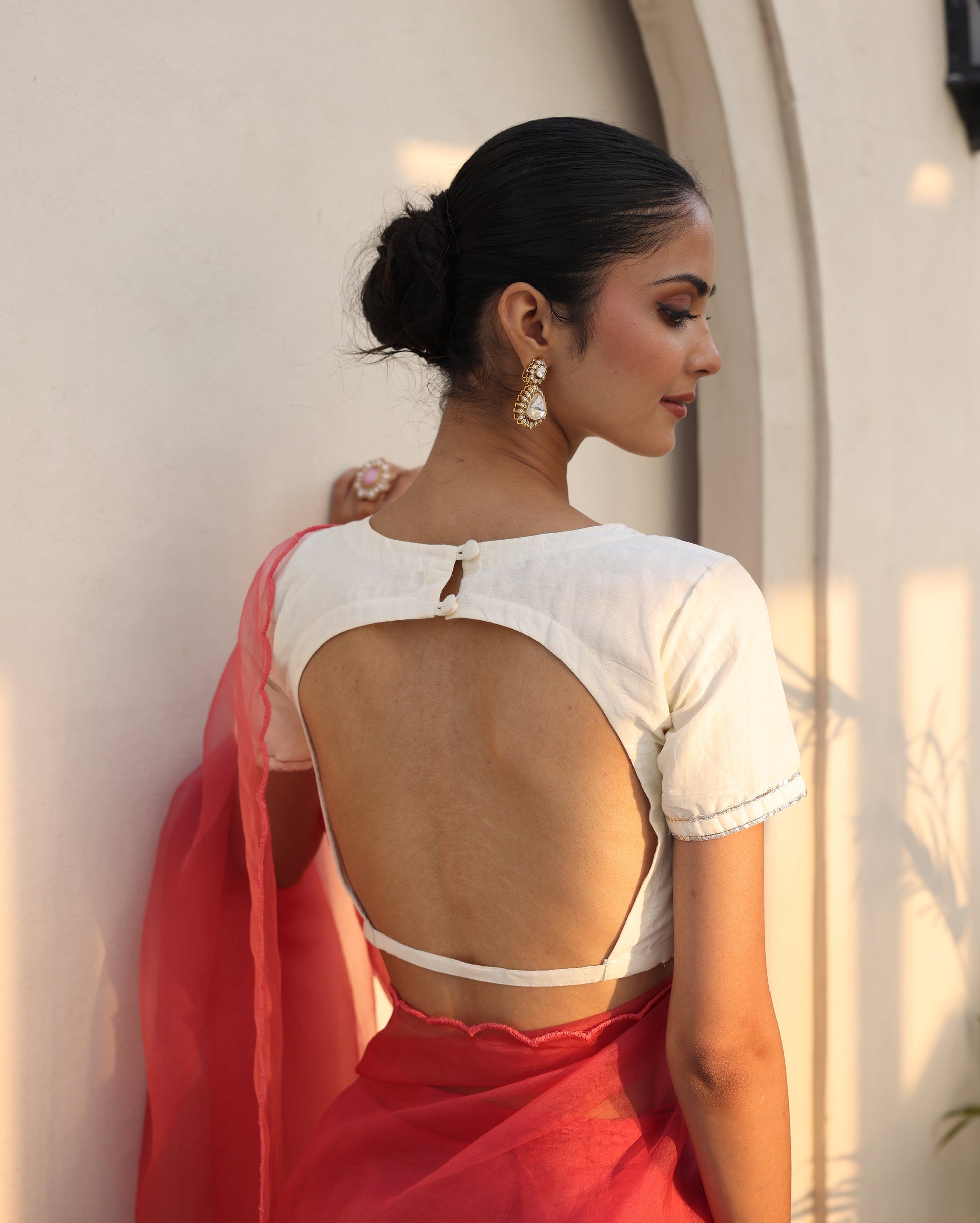 Tara White Chanderi Gotapatti Blouse My Store