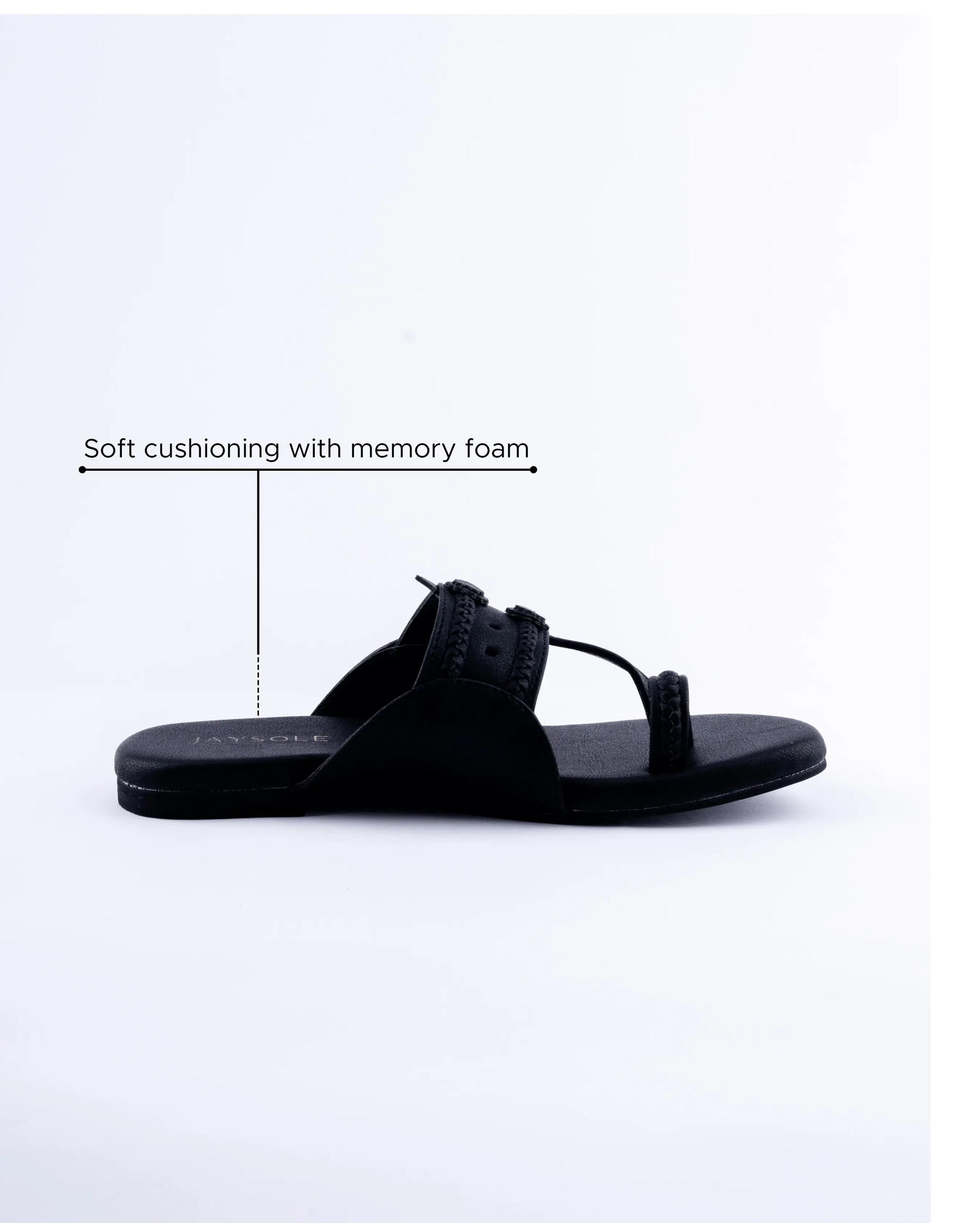 Melanie Black Solid Kolha Flats My Store