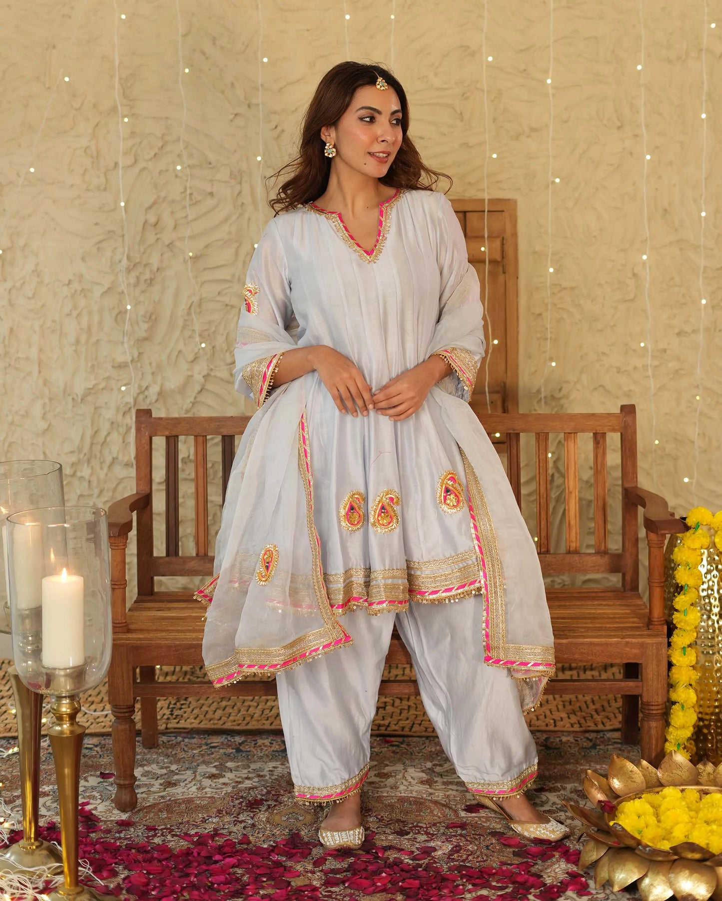 Vaani Light Blue Solid Chanderi Suit Set My Store