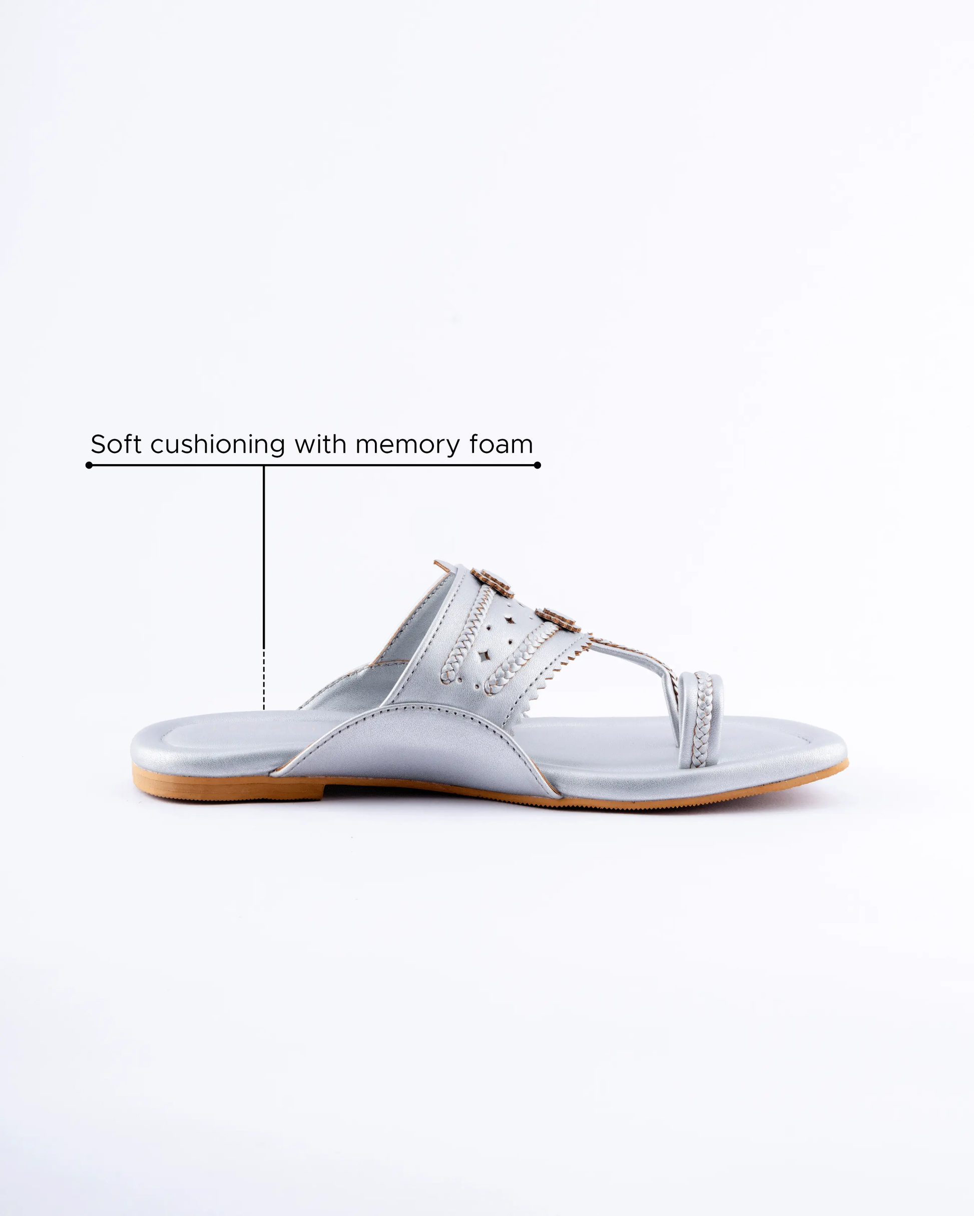 Silver Solid Kolha Flats My Store