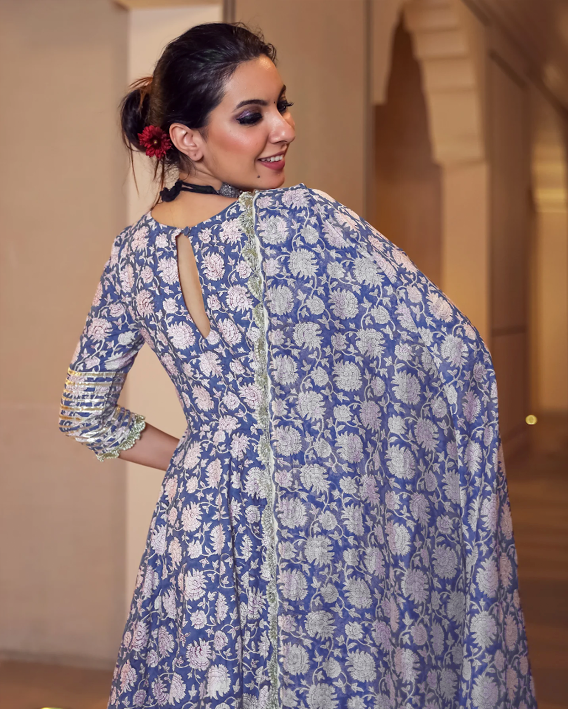 Tropical Sugar Handblock Gota Suit Set Quick Cart