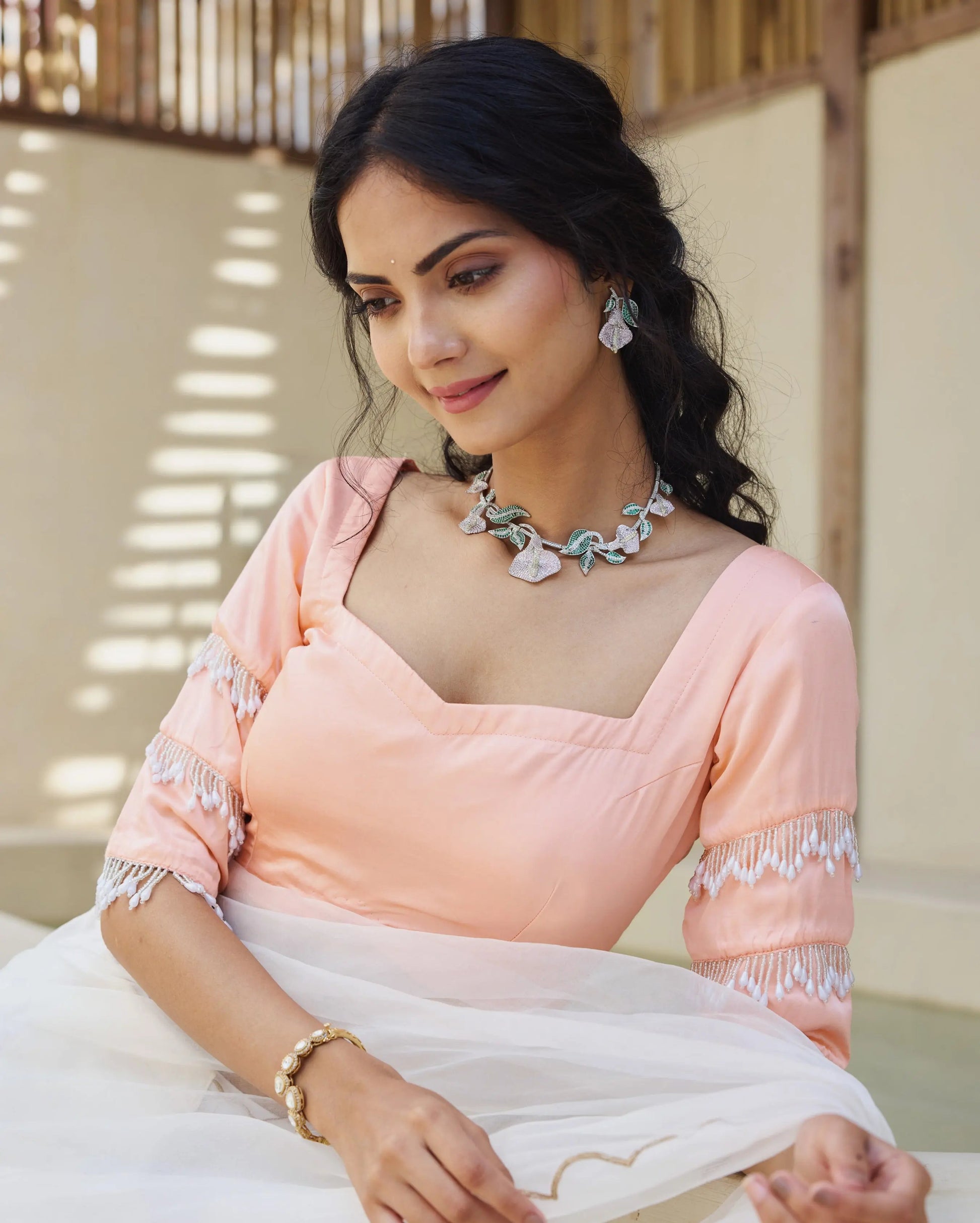 Breezy Belle Peach Satin Blouse My Store