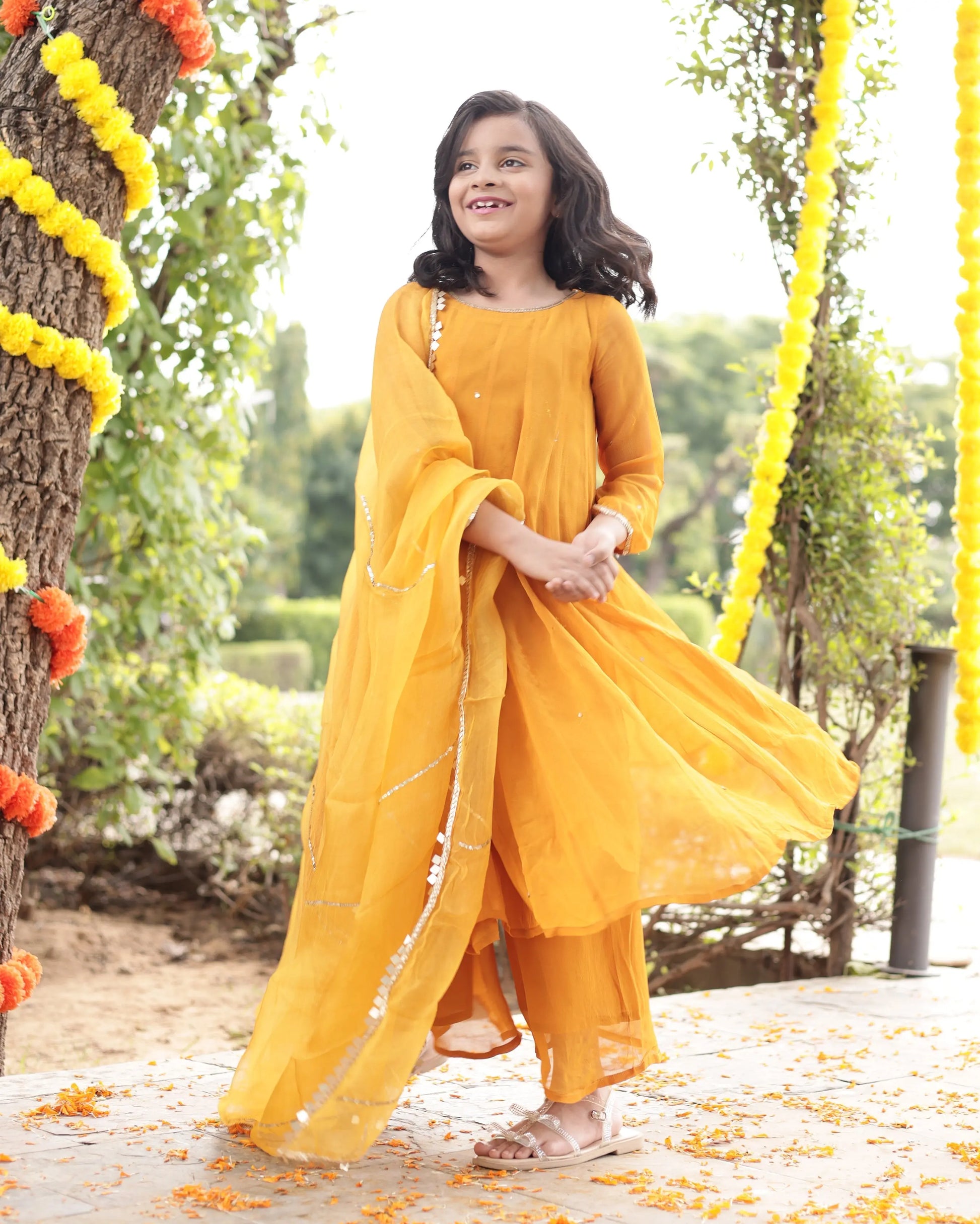 Doodle Mustard Sequin Georgette Suit Set My Store