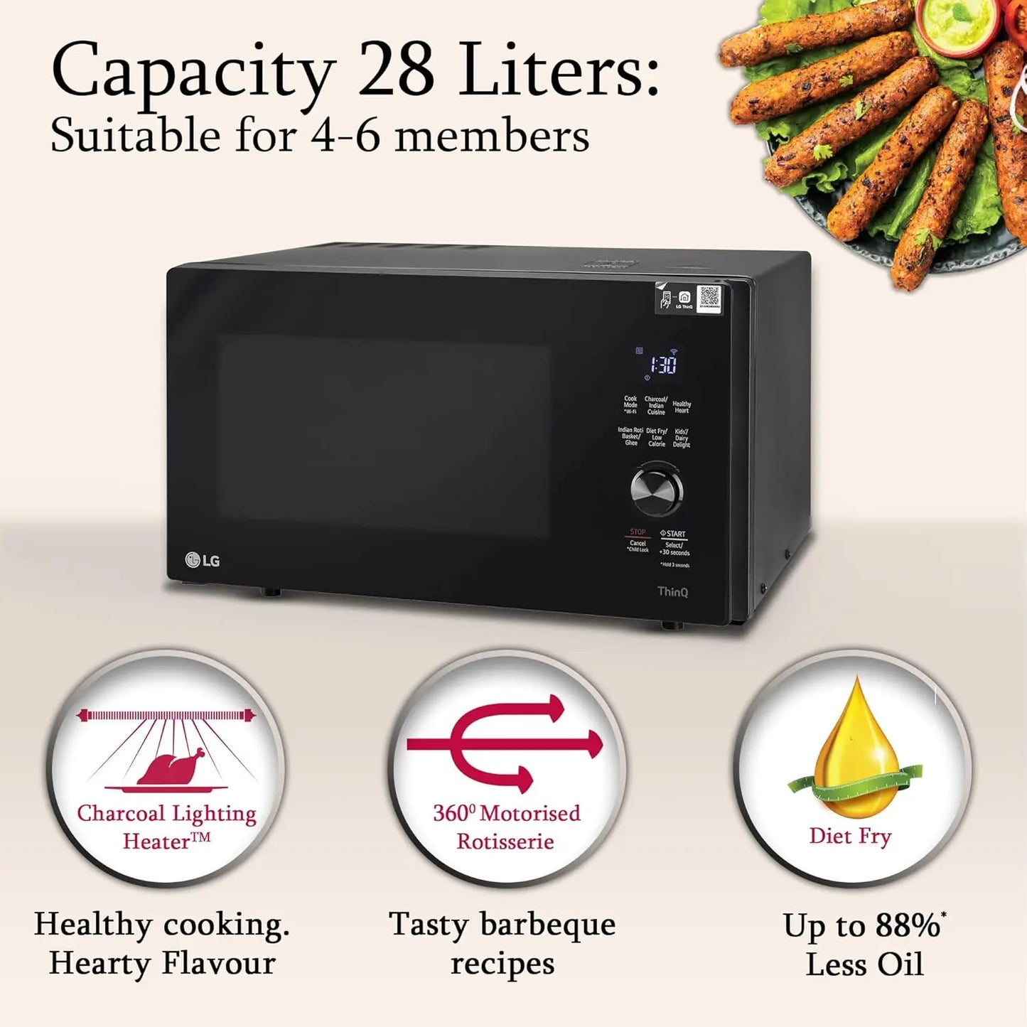 LG 28 L Wi-Fi Enabled Charcoal Convection Healthy Microwave Oven (MJEN286UFW.DBKQILN) My Store