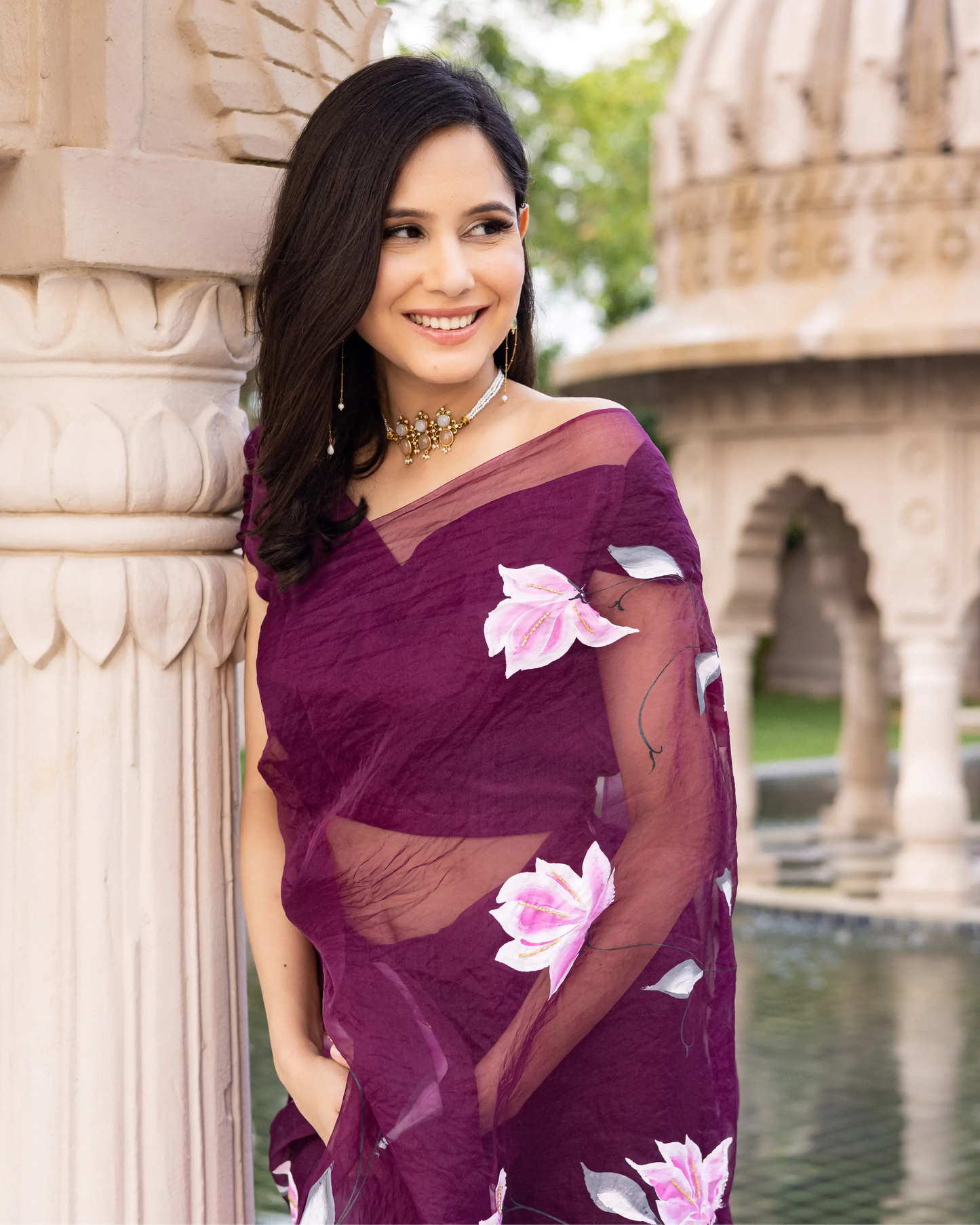 Ragmala Handpainted Organza Saree My Store