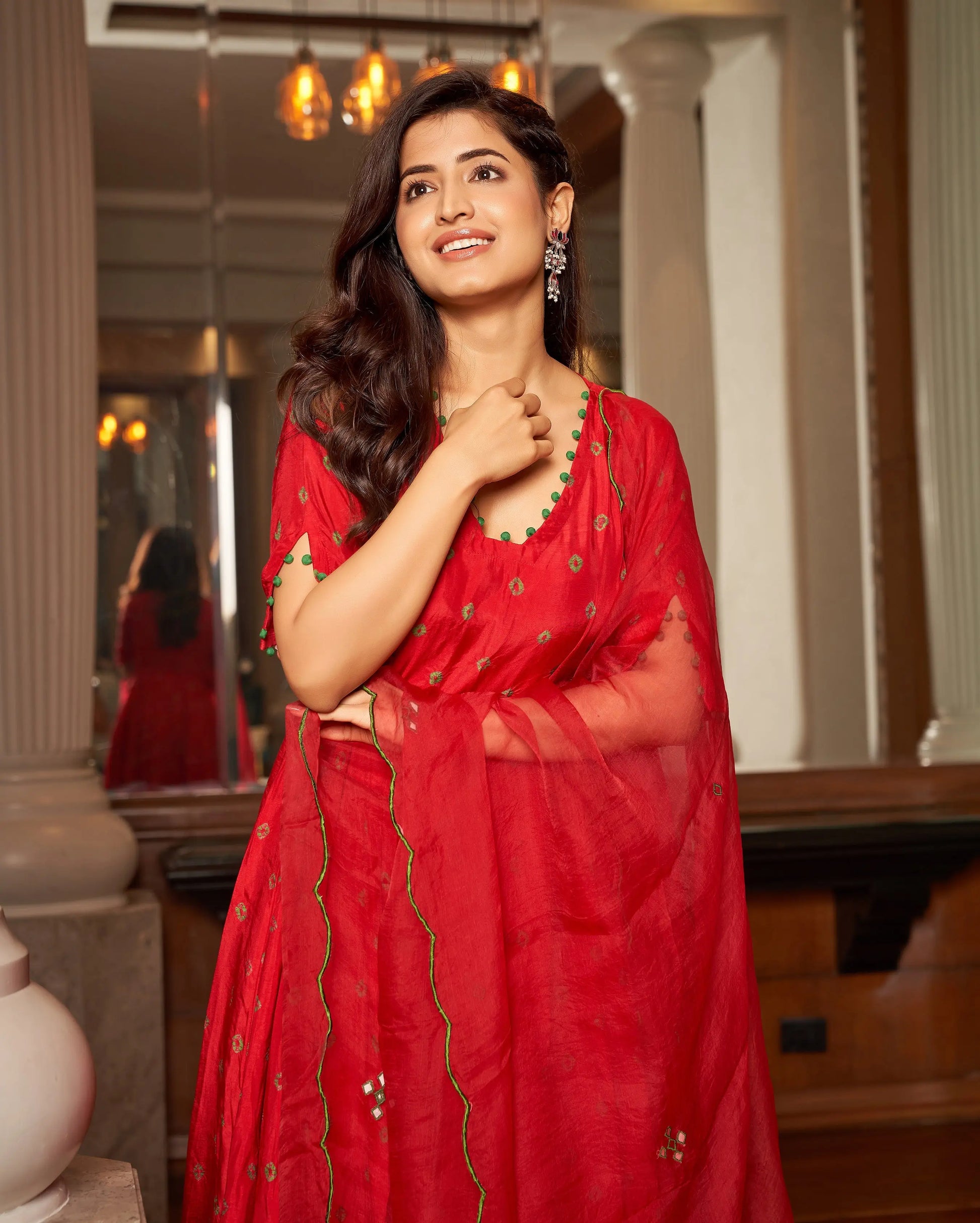 Rasa Red Bandhani Silk Suit Set My Store