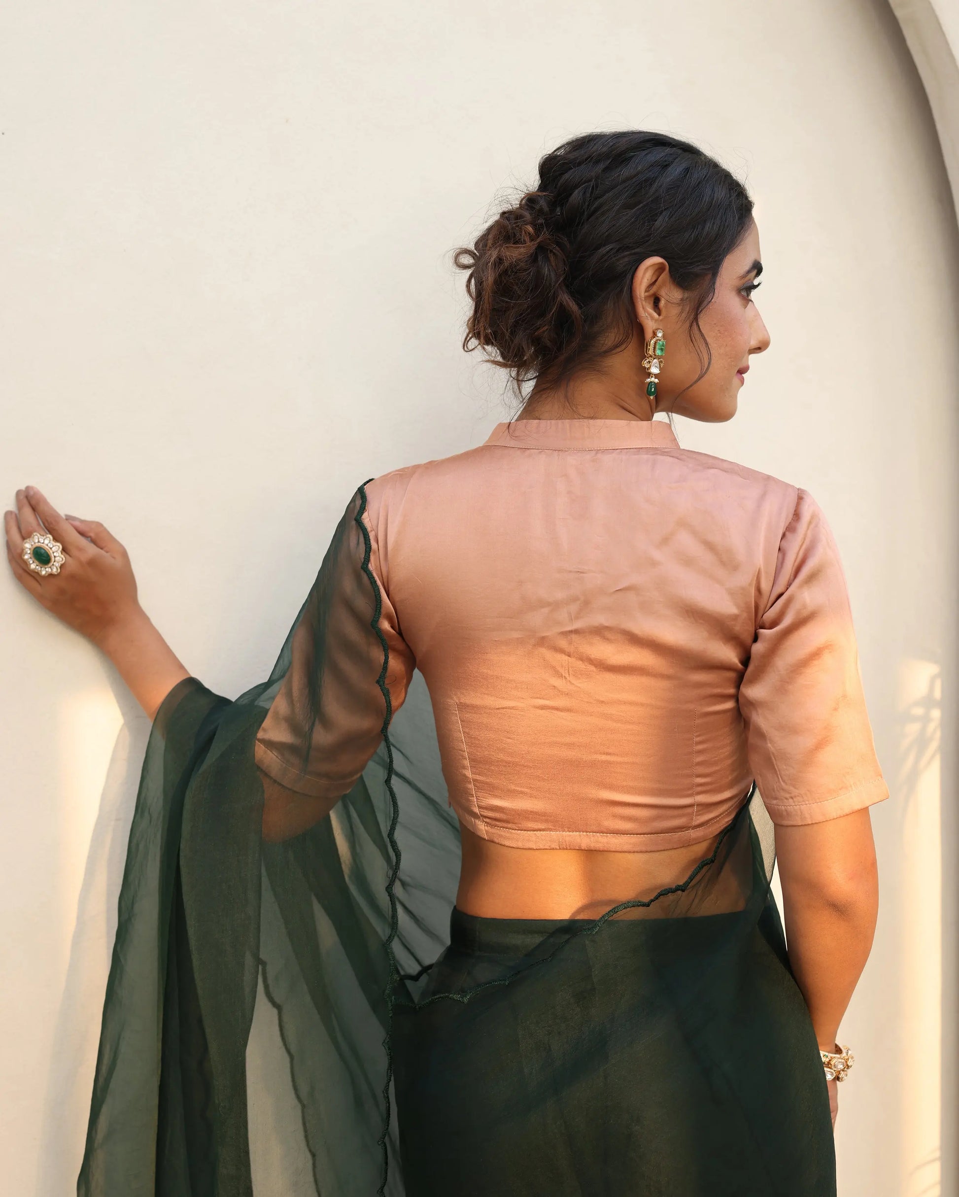 Sharvya Nude Brown Satin Blouse My Store