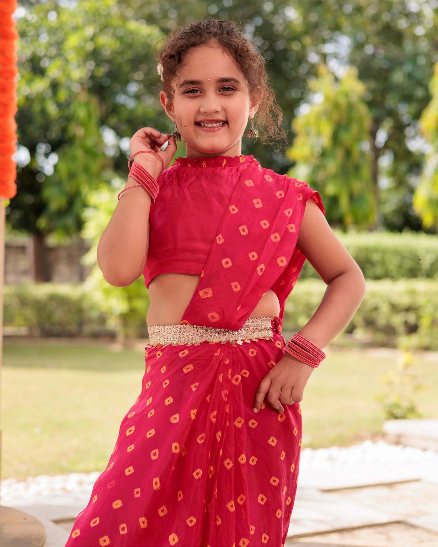 Twisted Bliss Pink Silk Draped Saree My Store