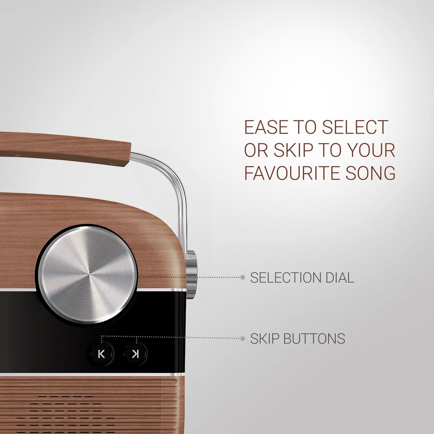 Saregama Carvaan Portable Wireless Speaker with USB FM Bluetooth & 5000 Pre Installed Songs - Oakwood Brown