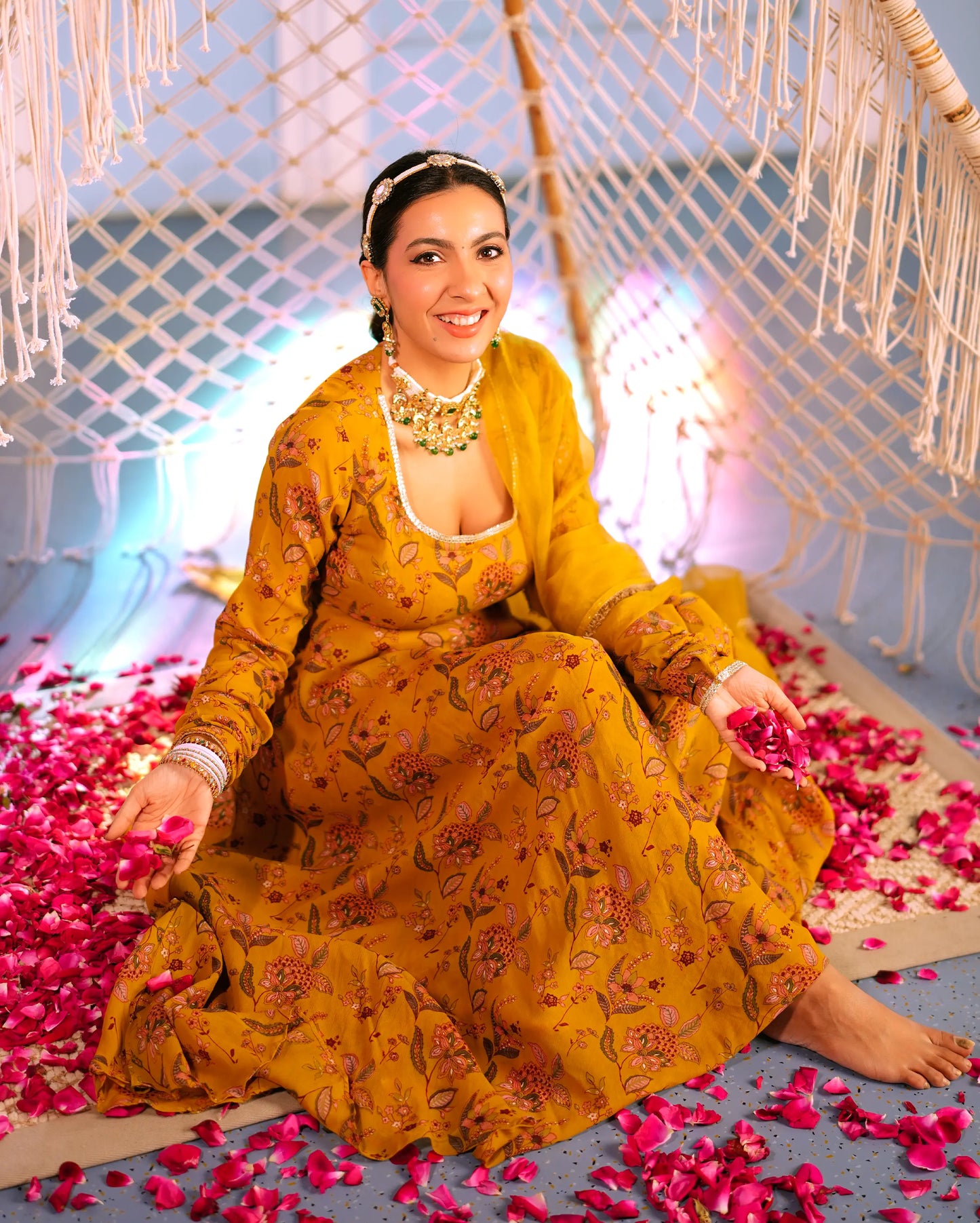 Isha Mustard Printed Georgette Suit Set My Store