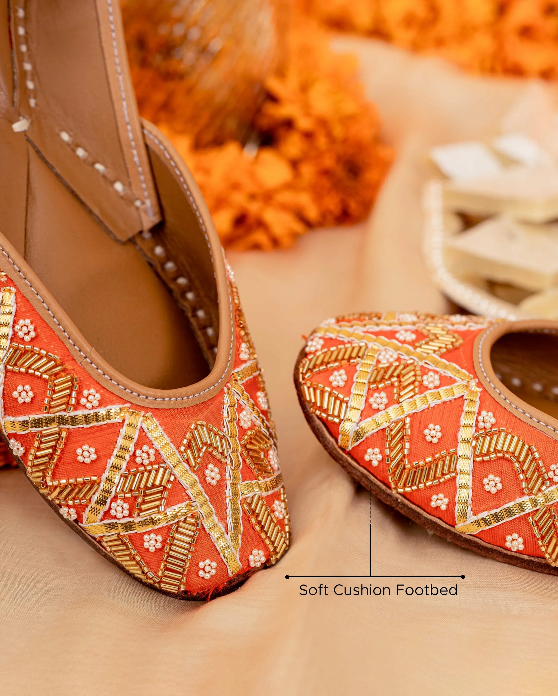 Punchy Orange Handcrafted Jutti My Store