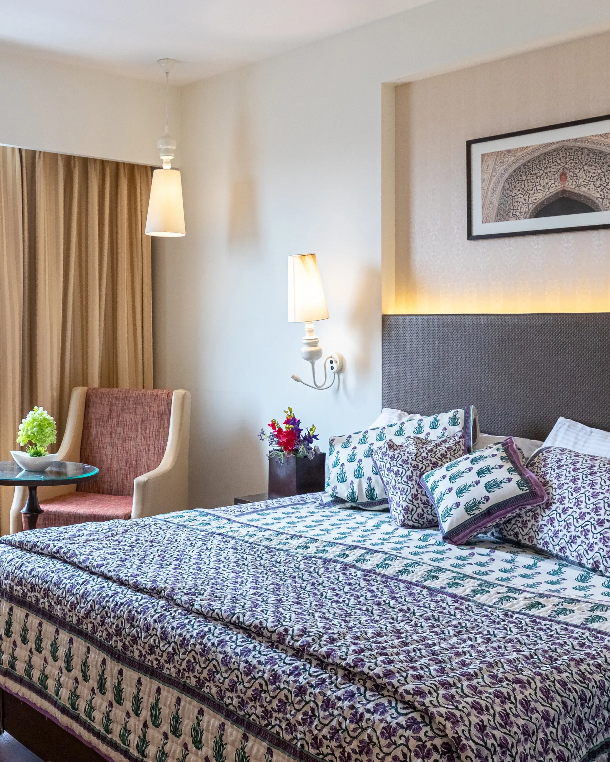 Gilly Flower Handblock Printed Cotton Quilt My Store