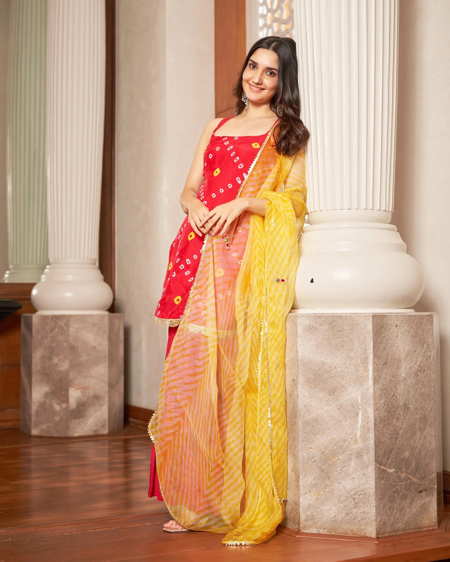 Tithi Pink Bandhani Silk Sharara Set My Store