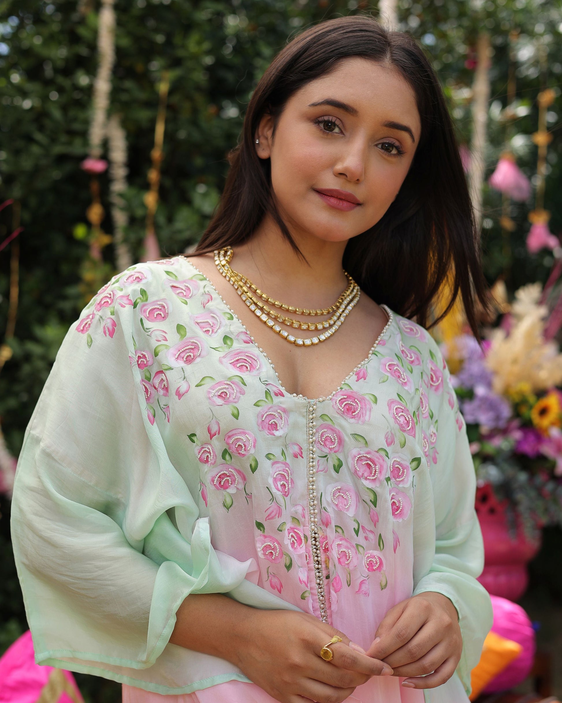 Mint Breeze Ombre Silk Coord Set Quick Cart