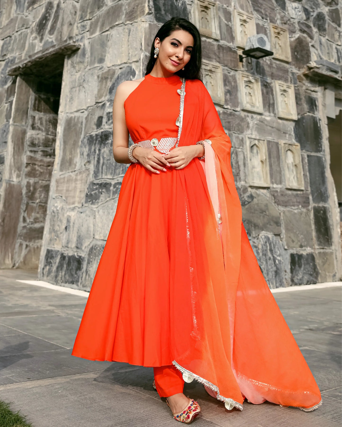Orange Muse Leheriya Gota Suit Set My Store