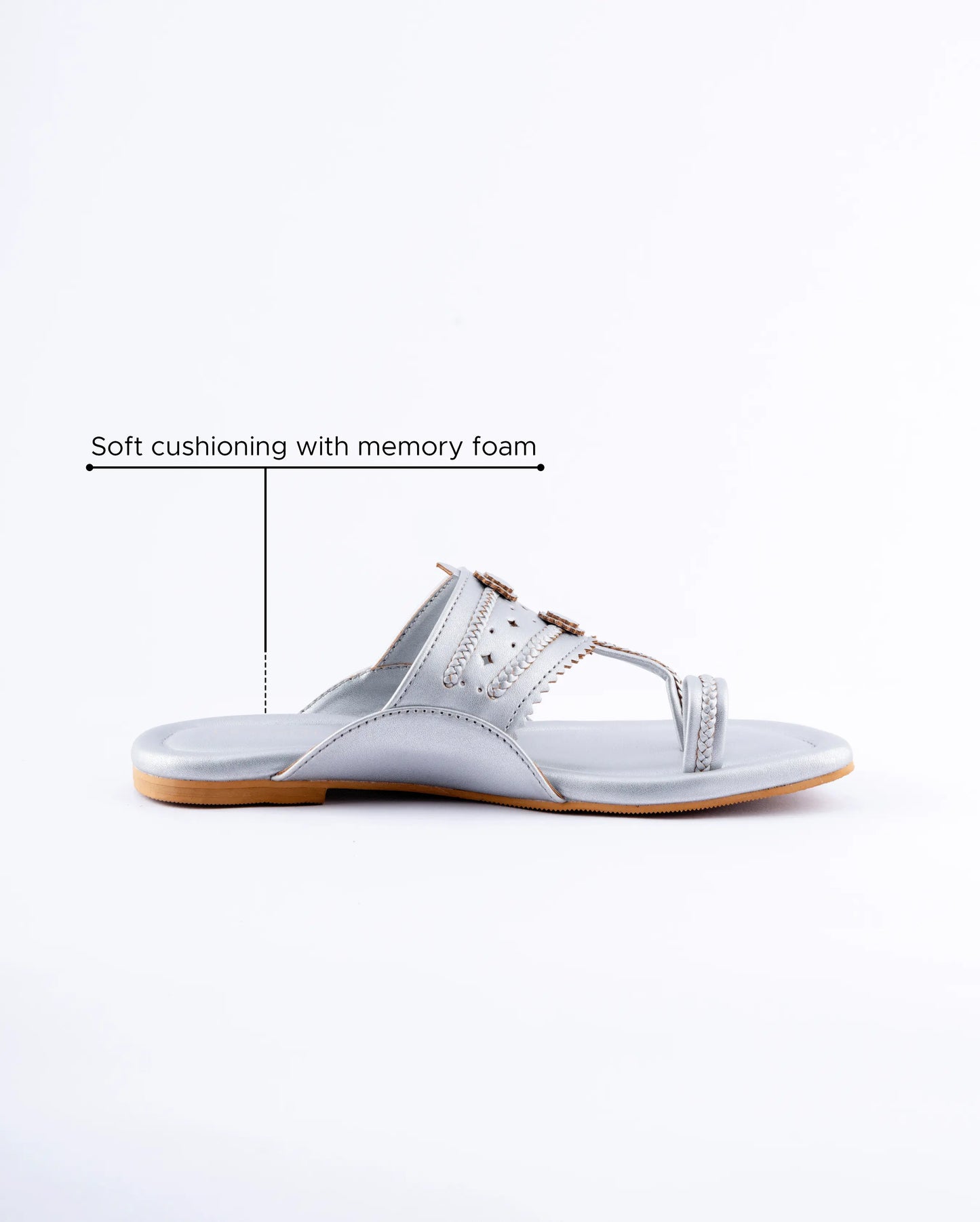 Silver Solid Kolha Flats My Store