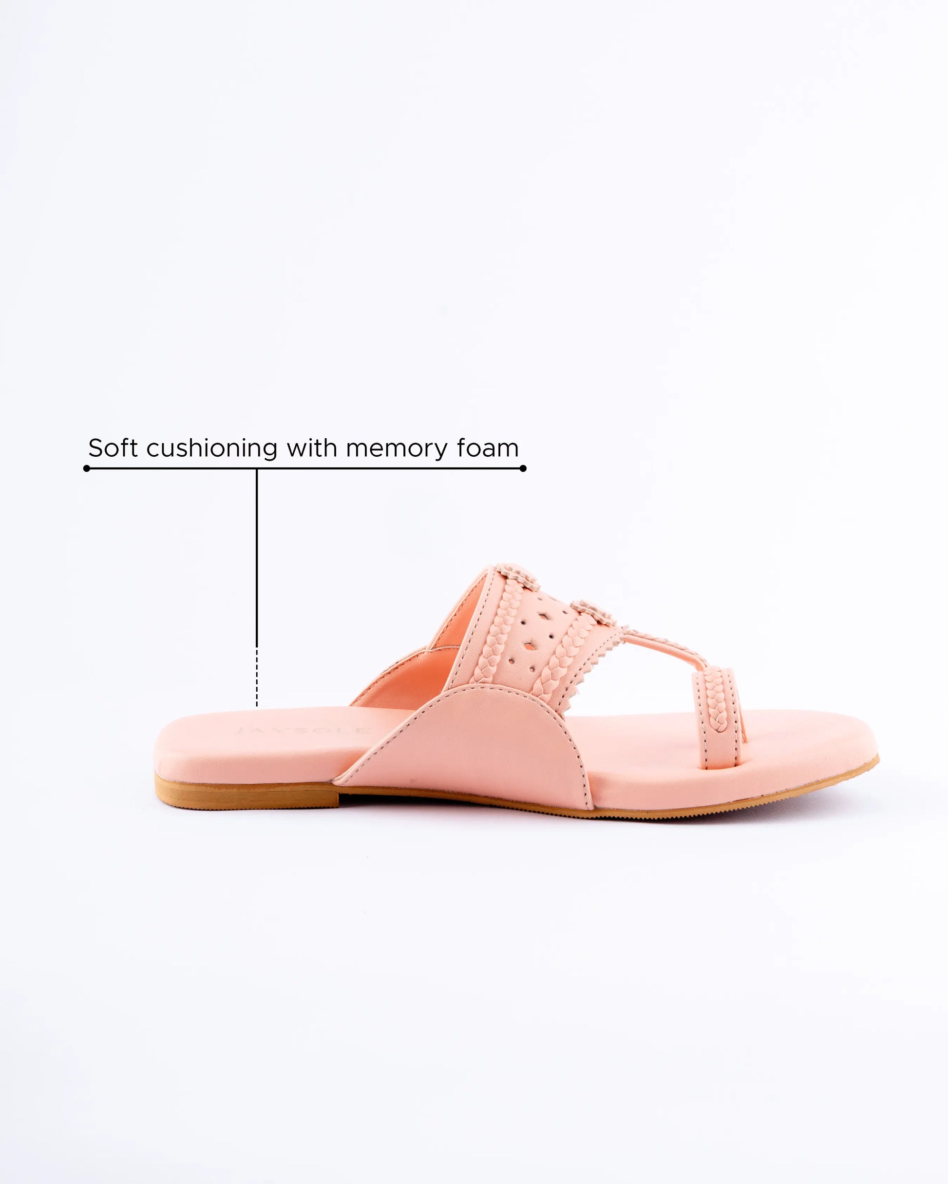 Salmon Peach Solid Kolha Flats My Store