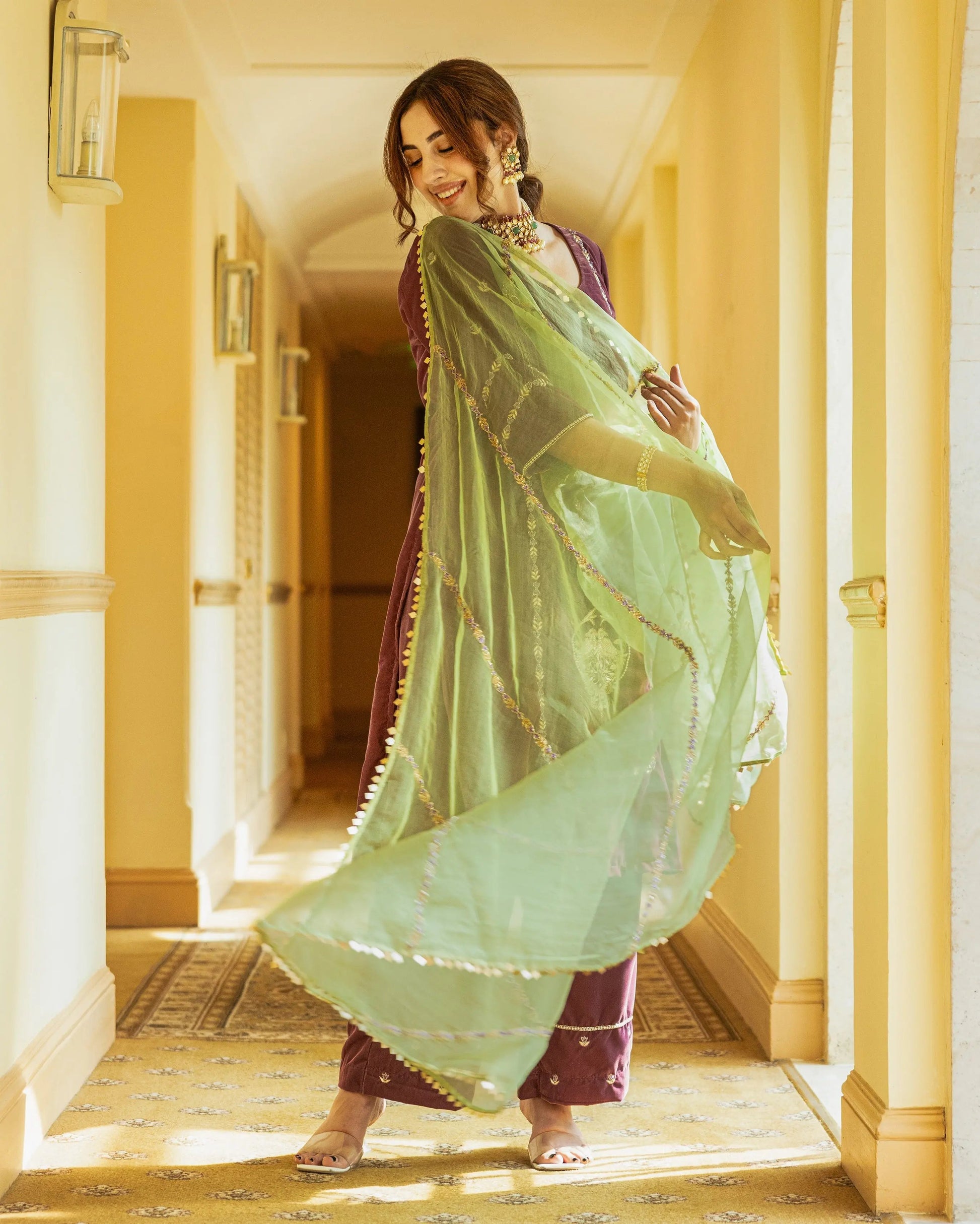 Kainat Mauve Embroidered Velvet Suit Set My Store