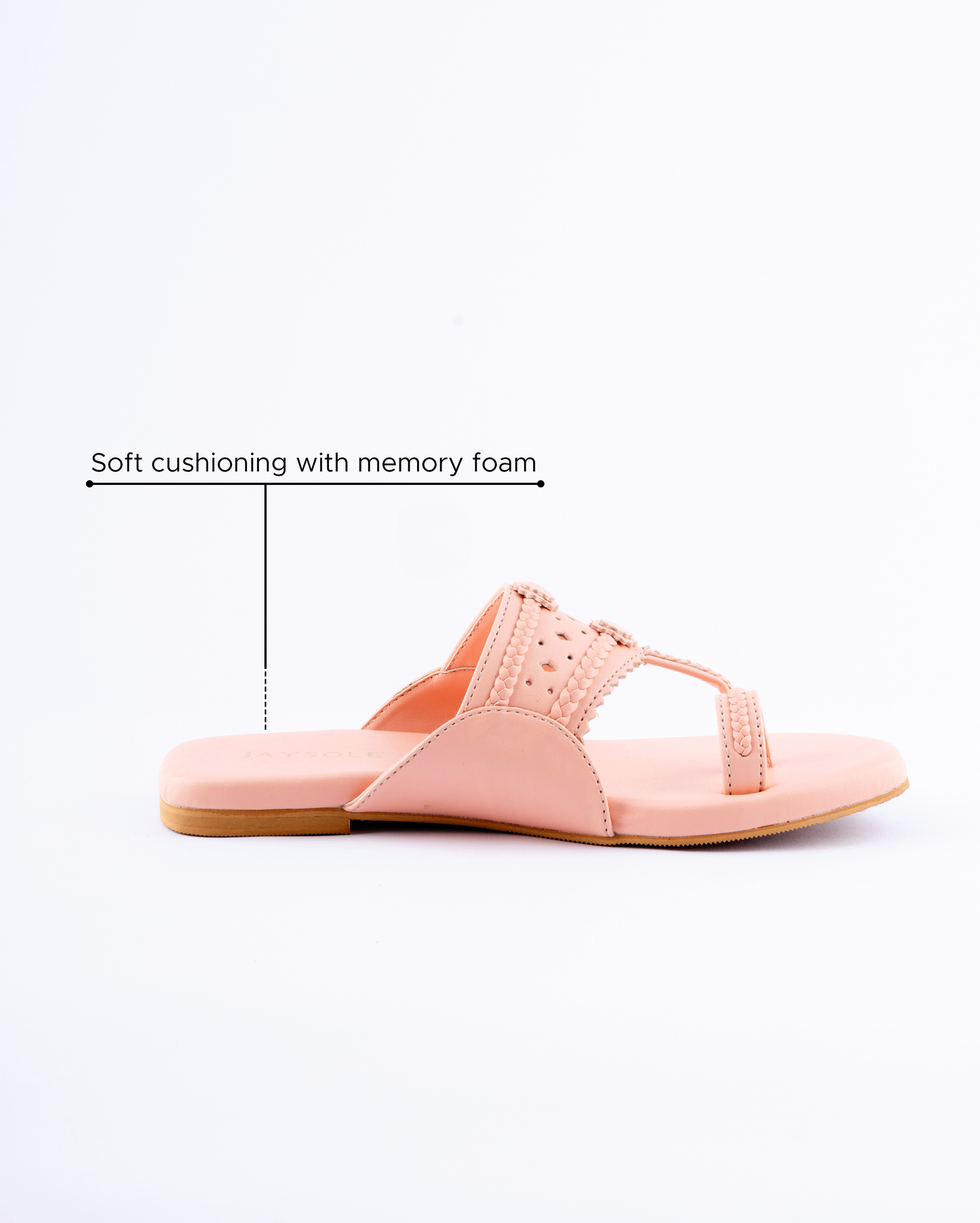 Salmon Peach Solid Kolha Flats My Store