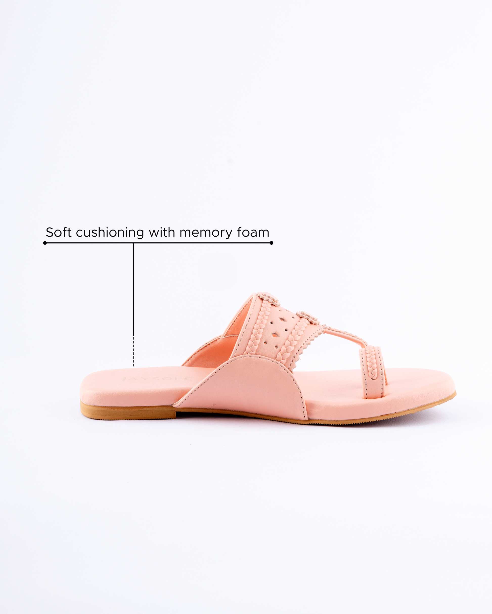 Salmon Peach Solid Kolha Flats My Store
