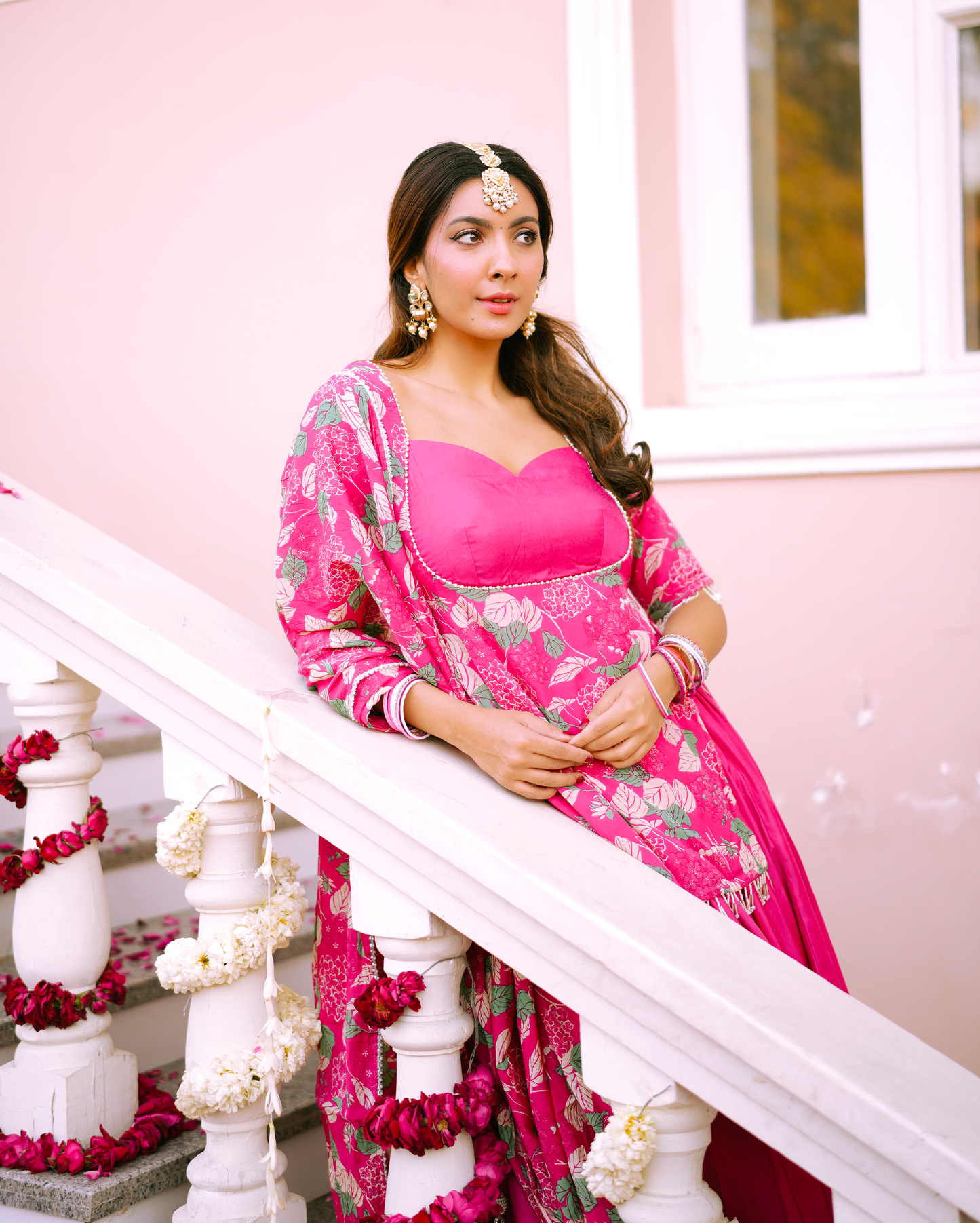 Malti Pink Printed Chinon Lehenga Set My Store