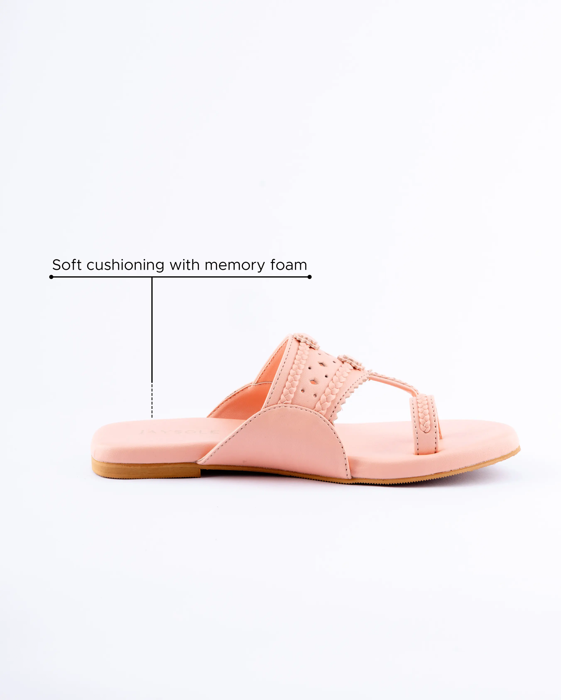 Salmon Peach Solid Kolha Flats My Store