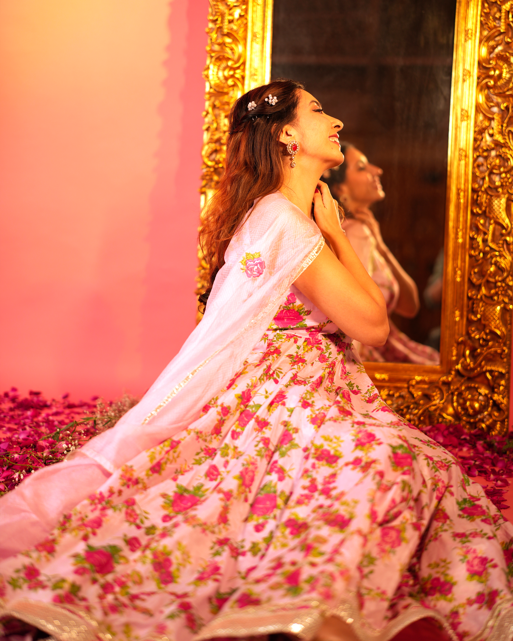 Gulaab Baby Pink Printed Silk Suit Set My Store