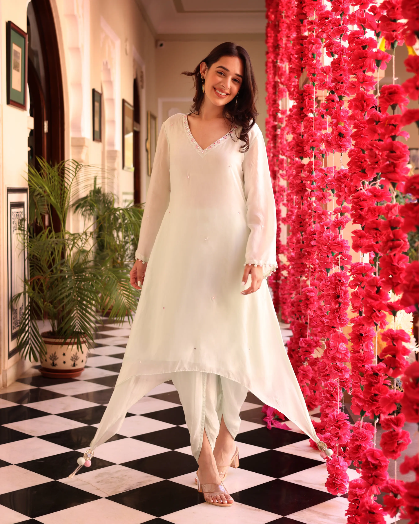 Feral Mint Green Hand Embroidered Silk Coord Set My Store