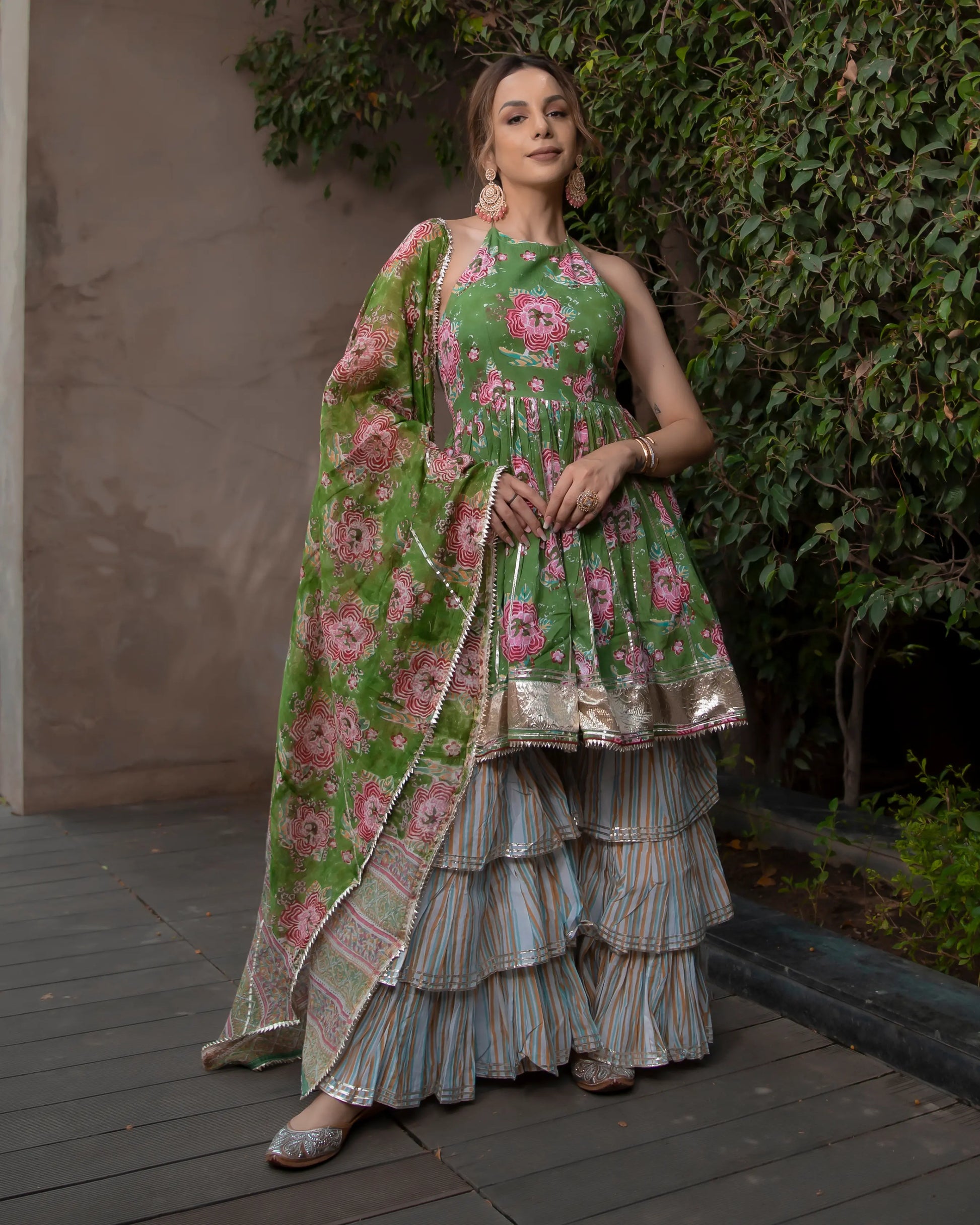 Secret Garden Handblock Gota Sharara Set My Store