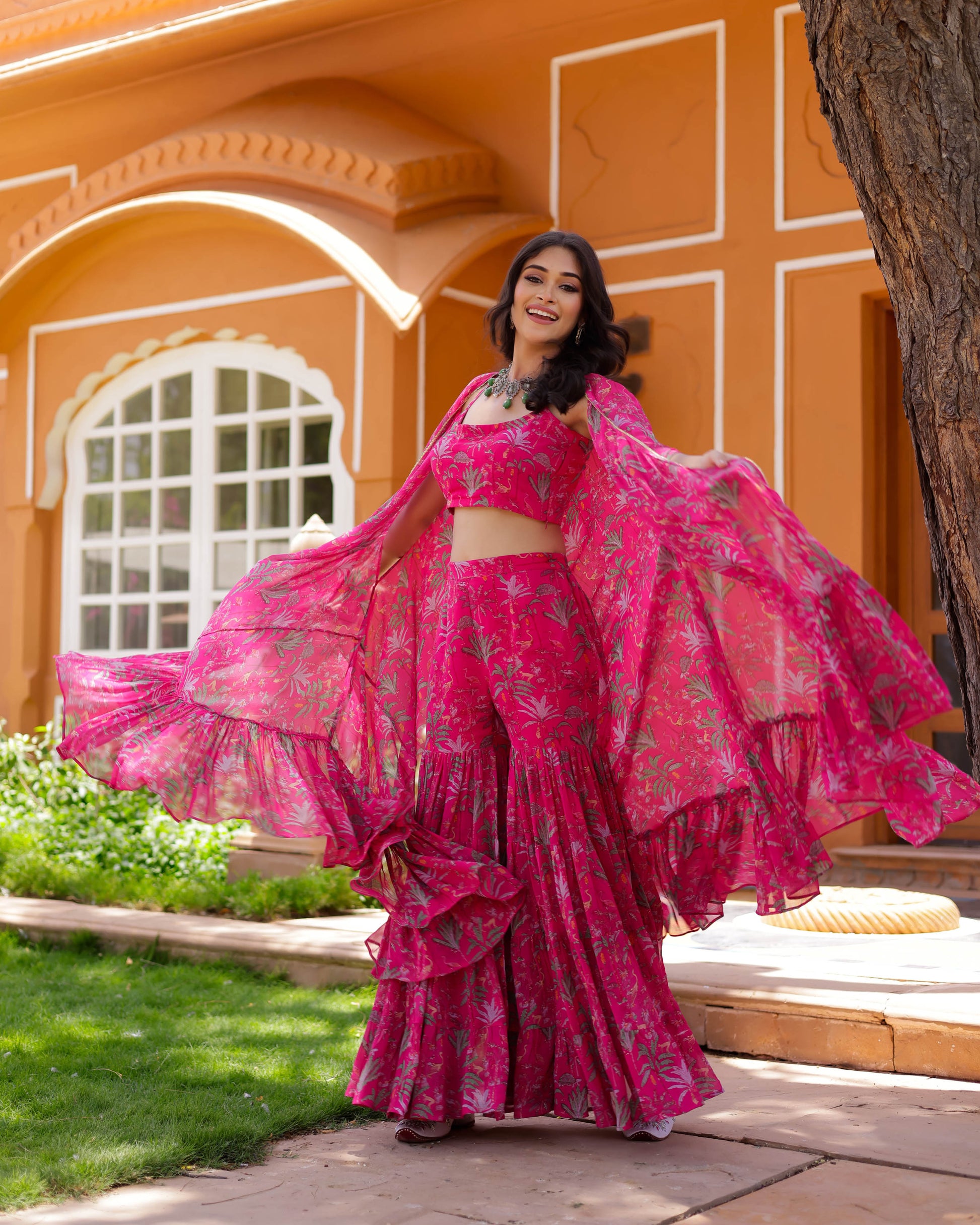 Preet Georgette Cape Sharara Set My Store