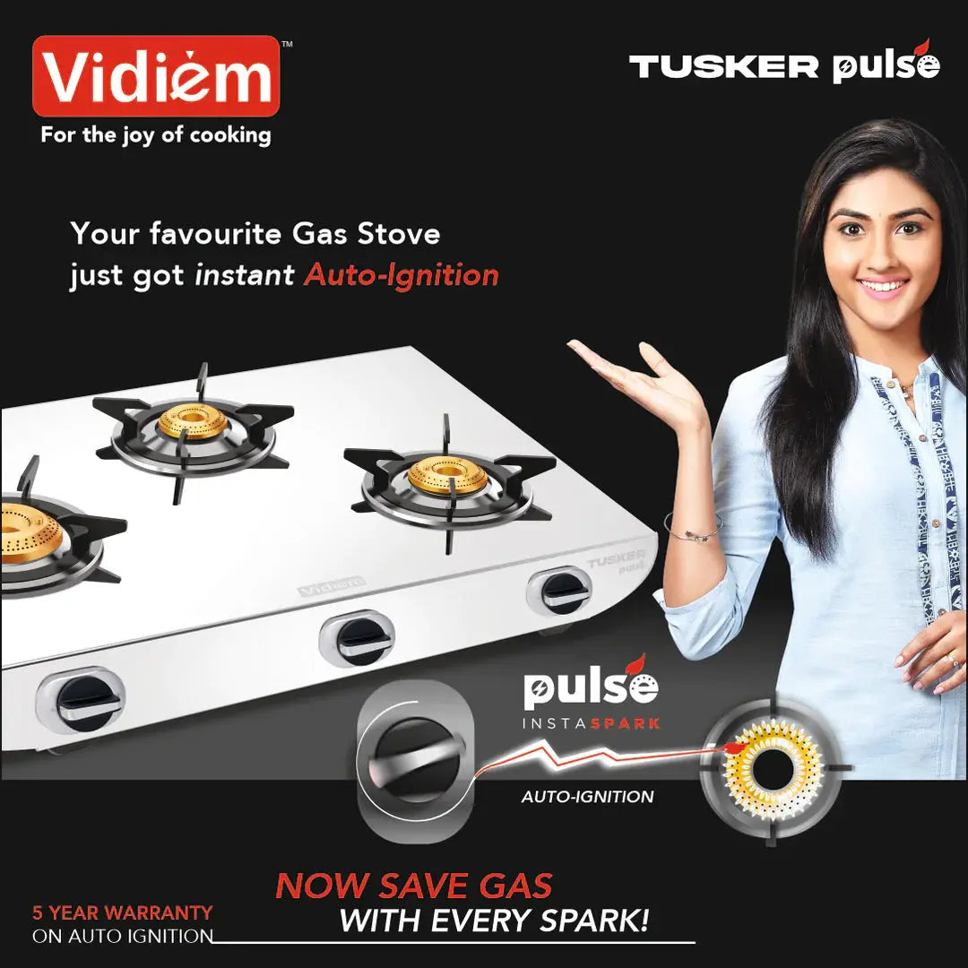 VIDIEM TUSKER PULSE 3 BURNER GAS STOVE (VIDIEM TUSKER PULSE 3B SS) My Store
