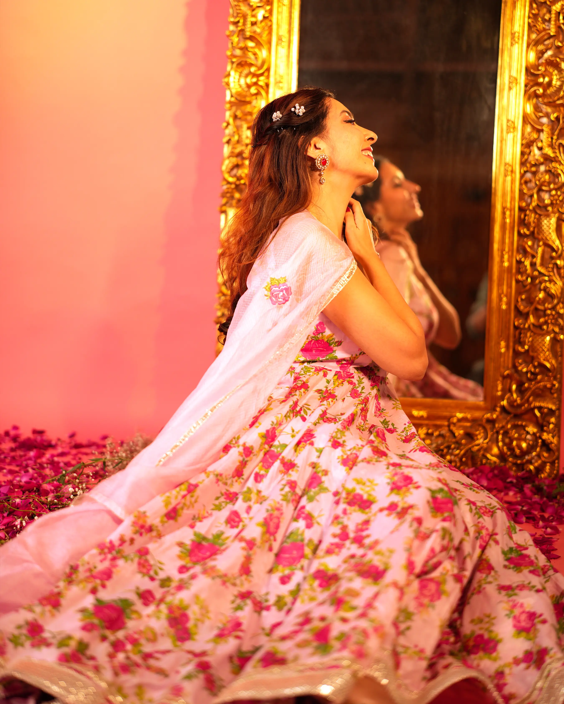 Gulaab Baby Pink Printed Silk Suit Set My Store