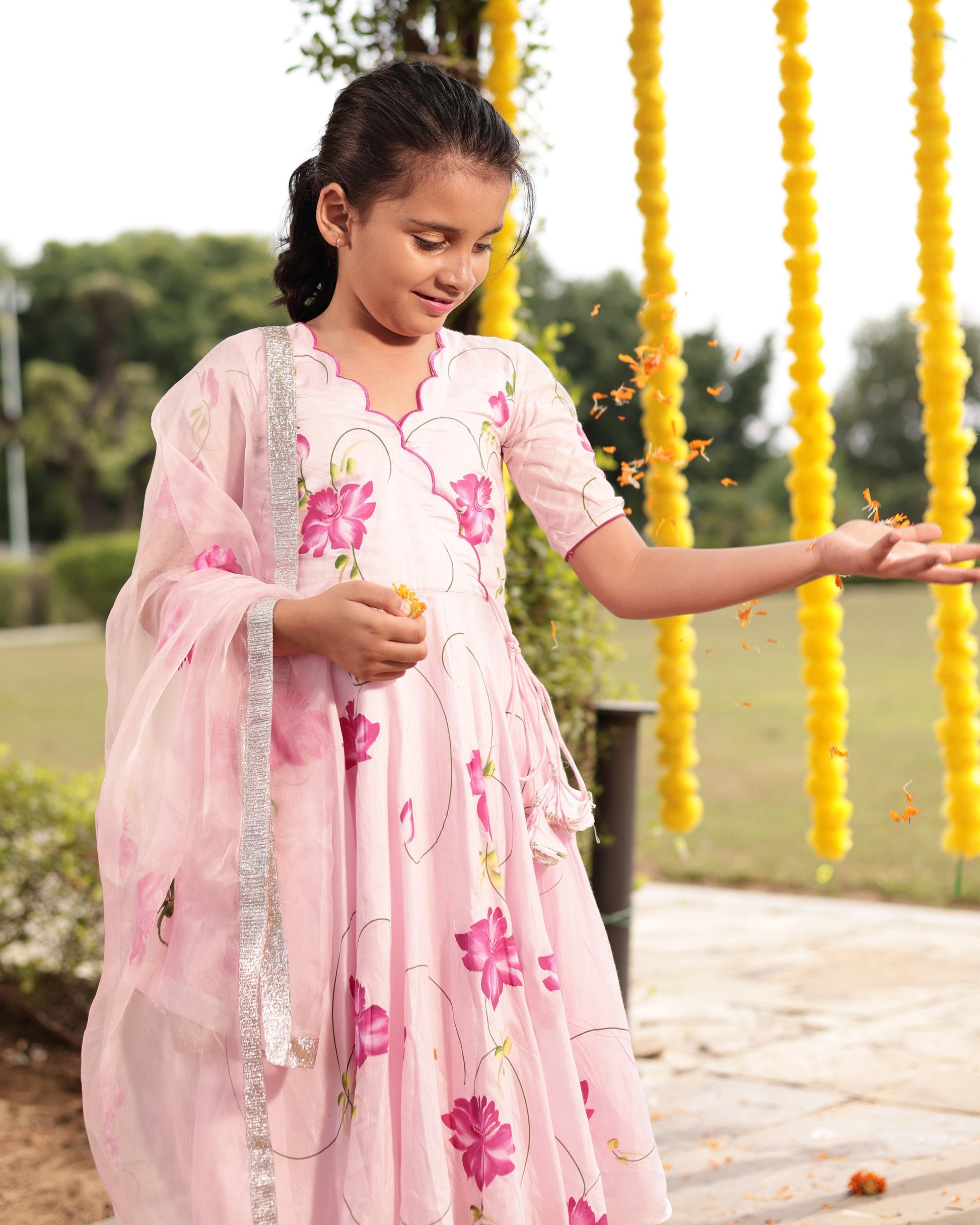 Dandelion Pink Muslin Silk Handcrafted Suit Set My Store