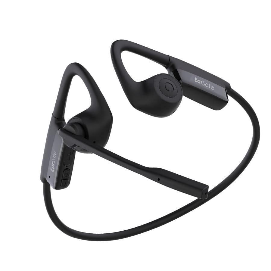 NG EarSafe Comm  Open Ear Air Conduction Headphones with Mic & Noise Cancelling Boom Mic  Mute Button  17+ Hrs Battery  Type-C Fast Charging  Open Ear Headphones for Work & Calls