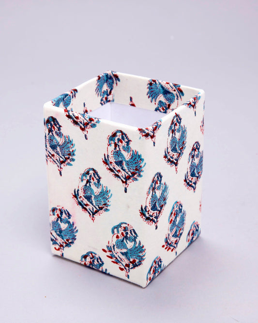 Blissful Blue Handblock Pen Stand My Store