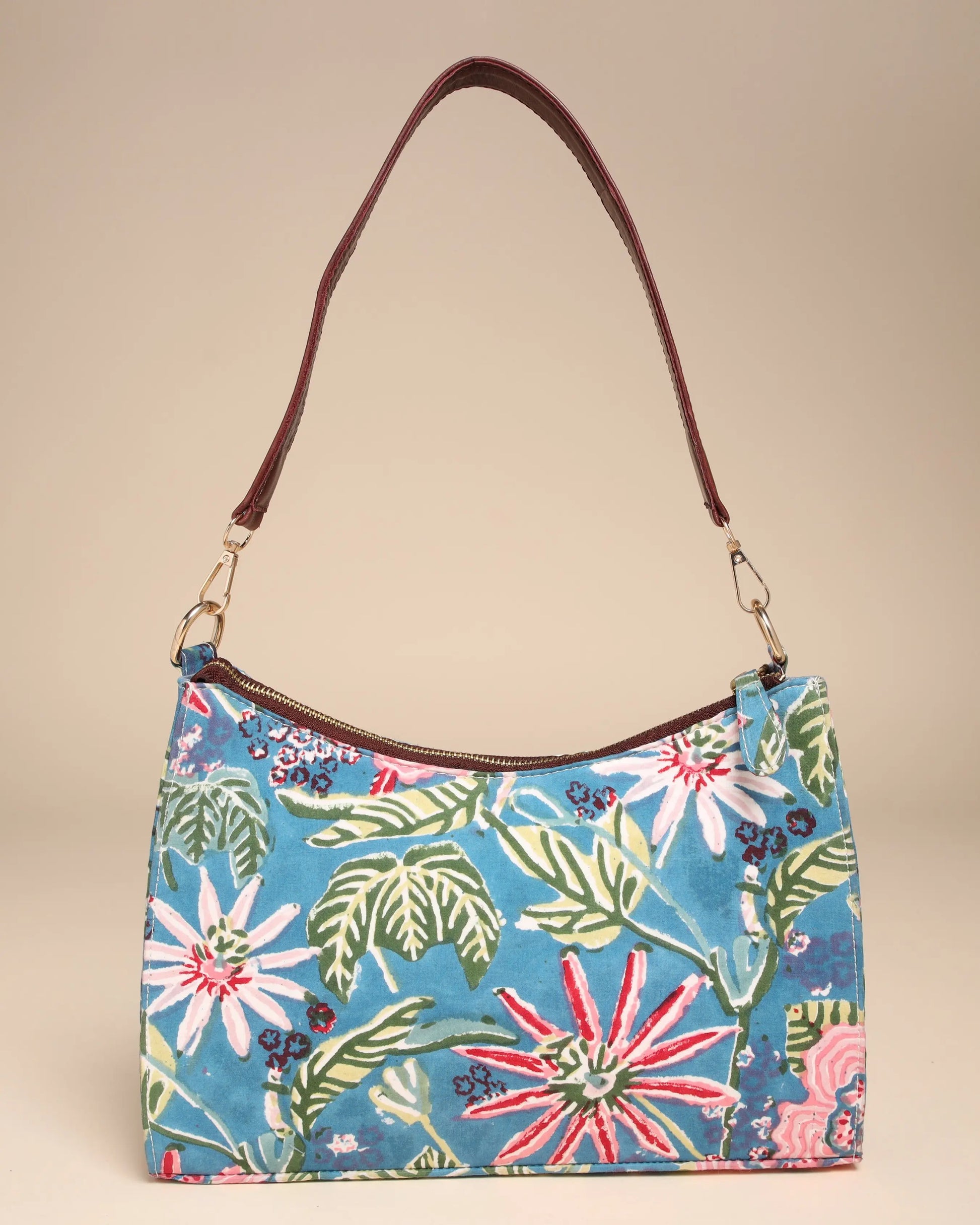 Flower Fairy Cotton Blockprinted Baguette Bag My Store