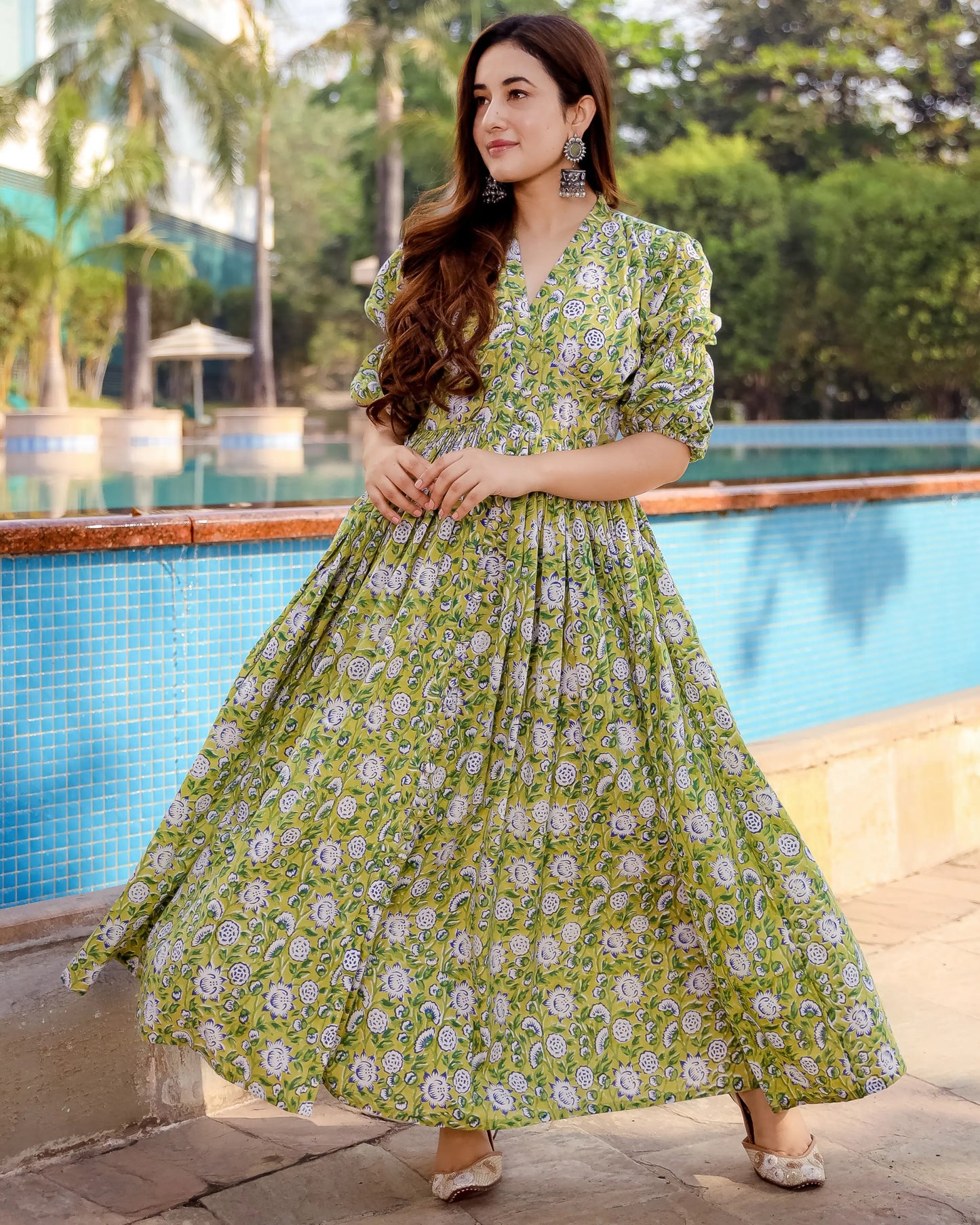 Spring Green Cotton Dress My Store