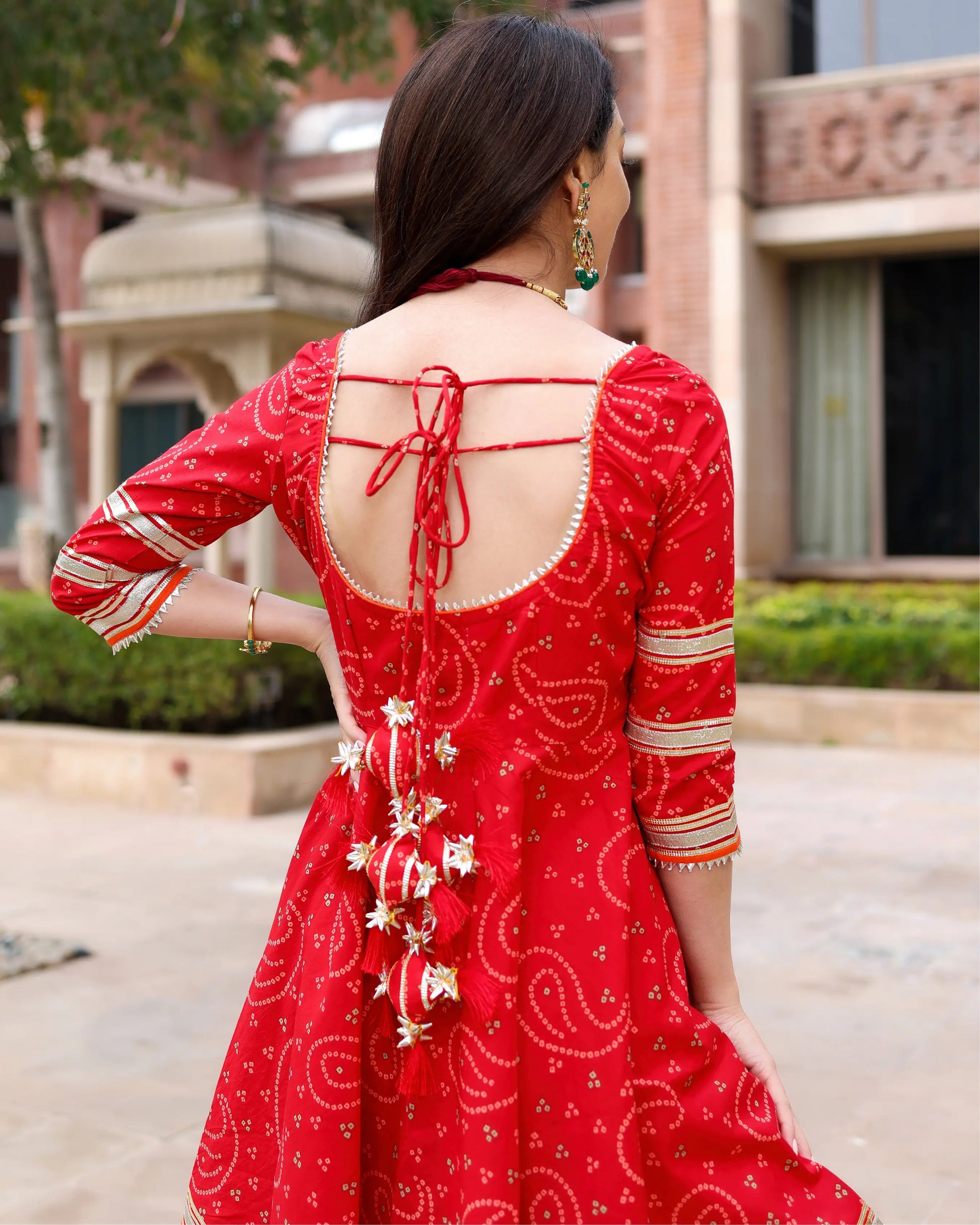 Red Hibiscus Gotapatti Sharara Set My Store