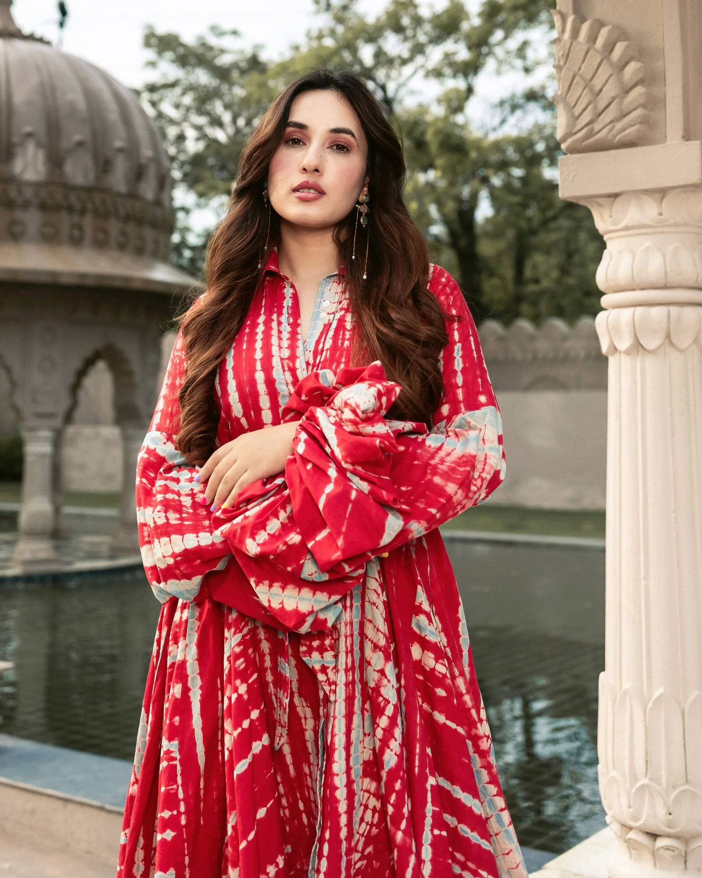 Surkh Shibori Cotton Dress My Store