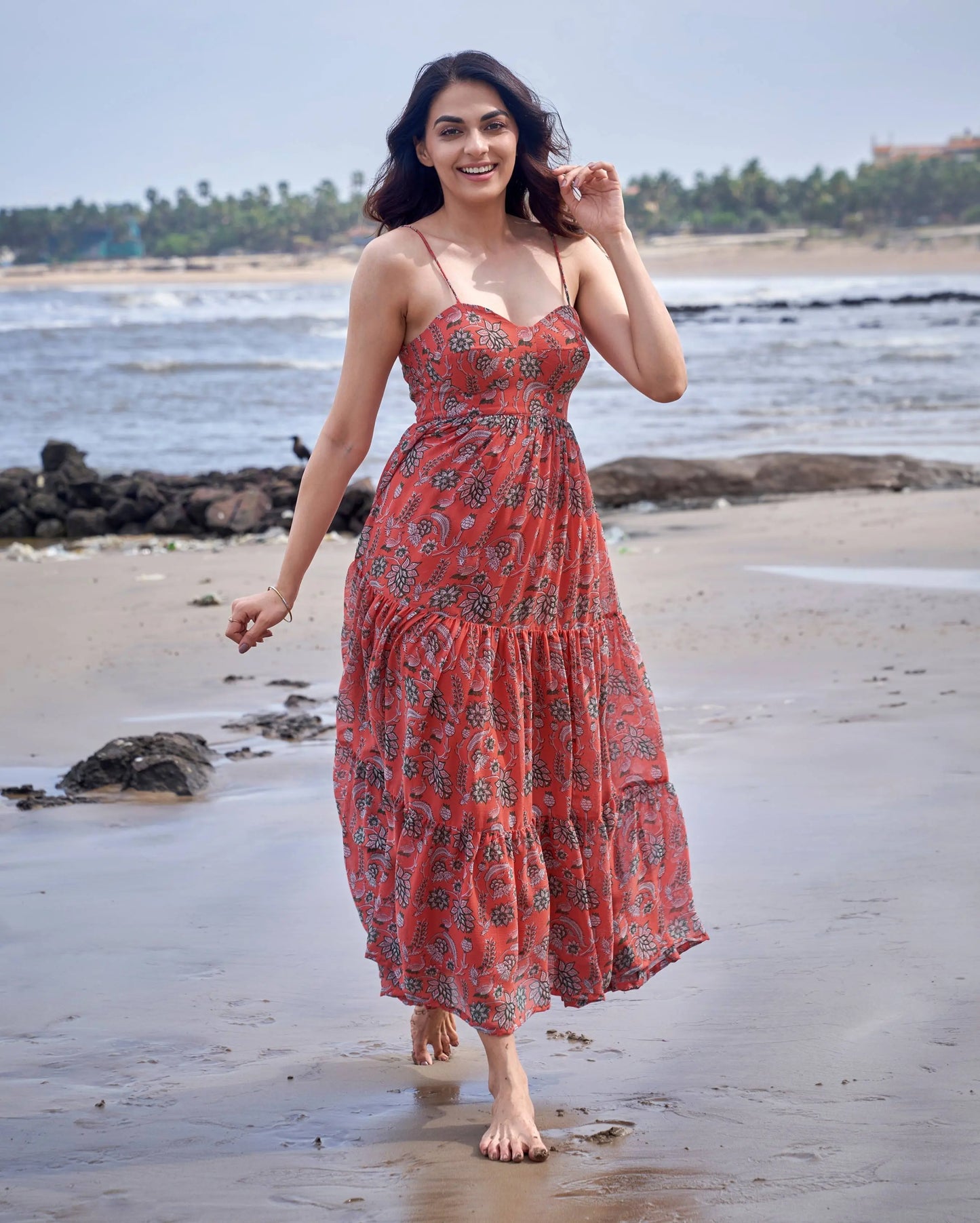 Finch Orange Printed Chiffon Dress My Store