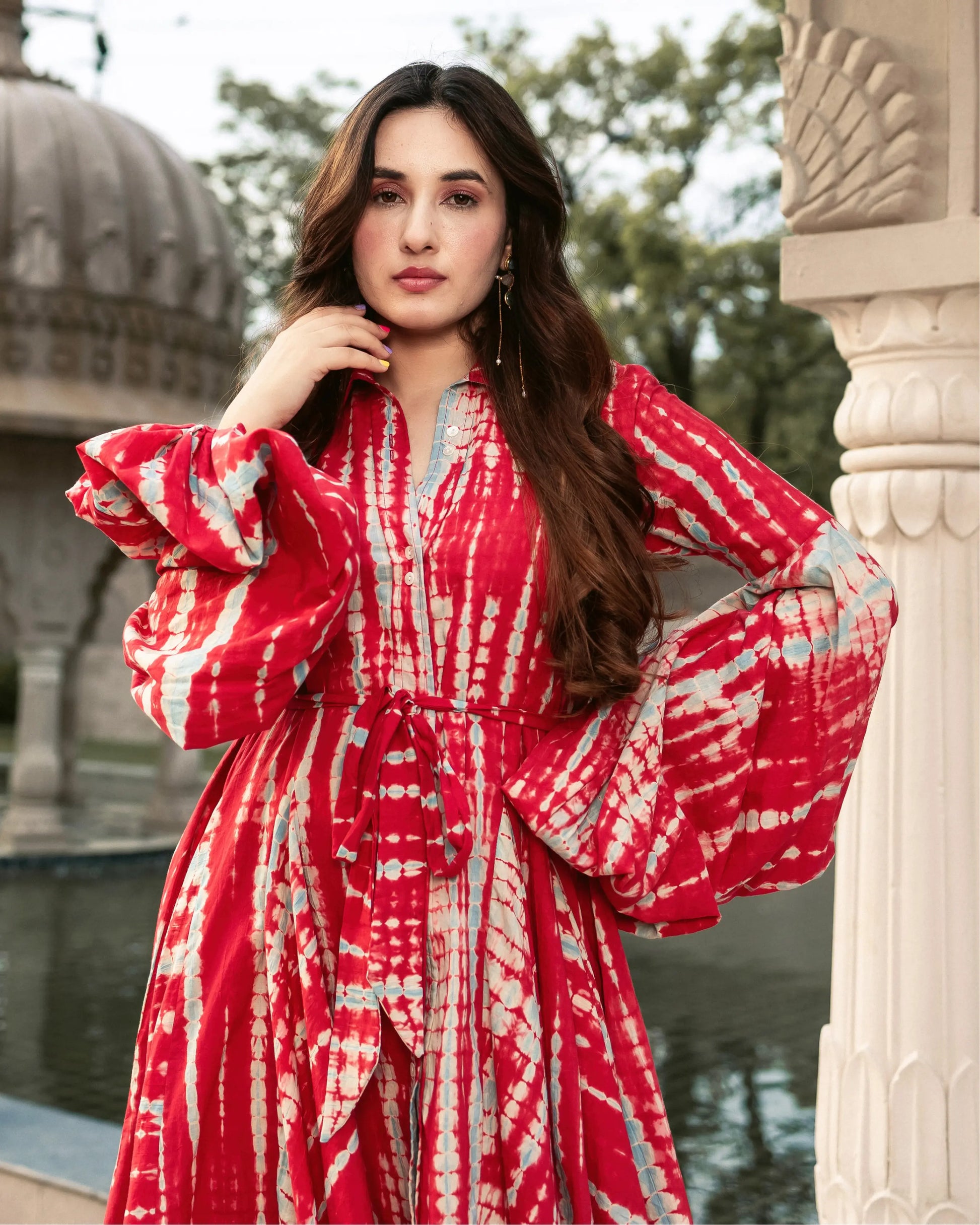 Surkh Shibori Cotton Dress My Store