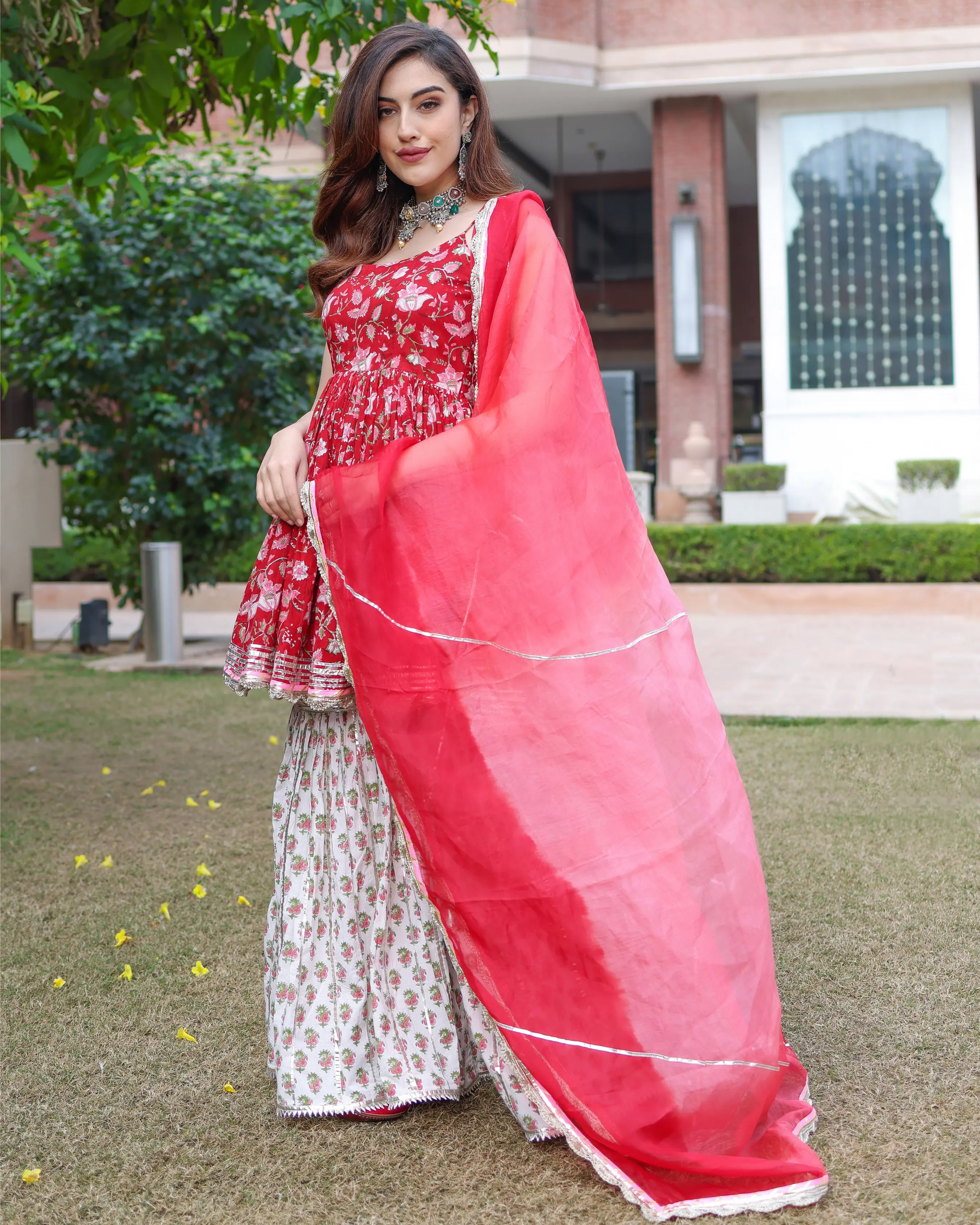 Crabapple Handblock Sharara Set My Store