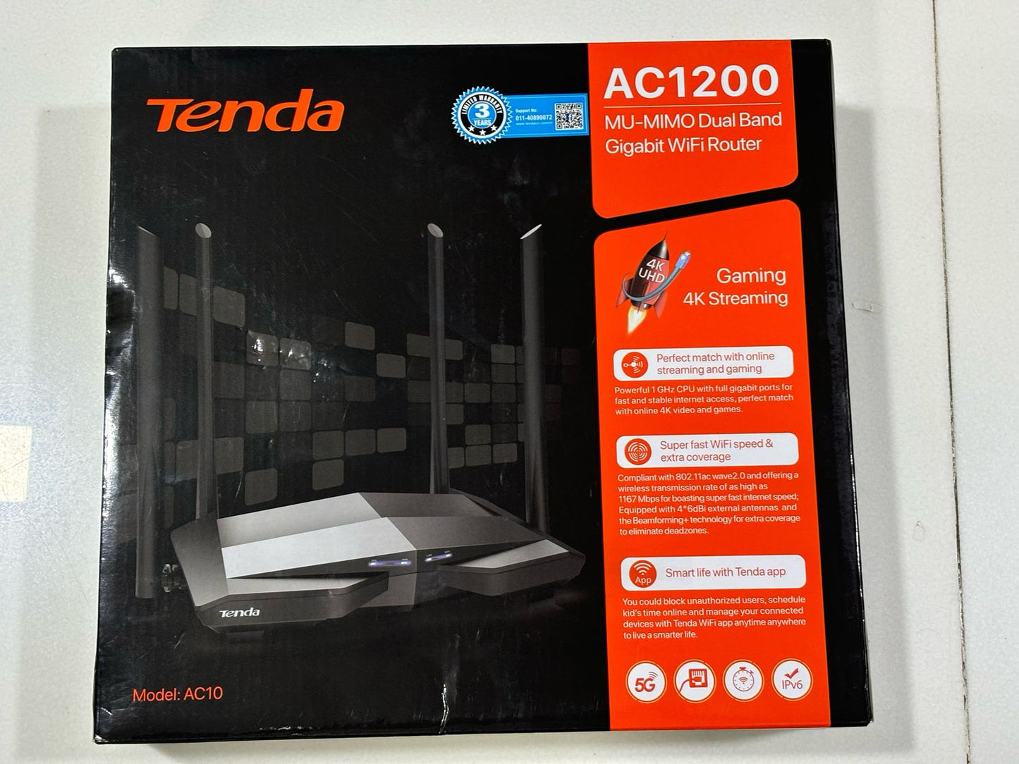 Tenda AC10 1200 Mbps 4 Antenna Dual Band Wireless Giga Router